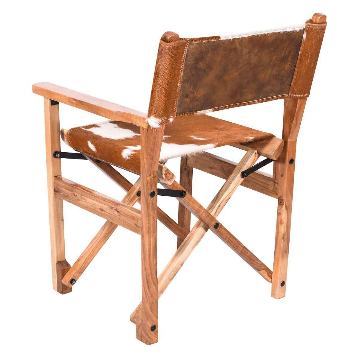 Leeds 23" Folding Dining Chair in Brown Hair on Hide - Image 4