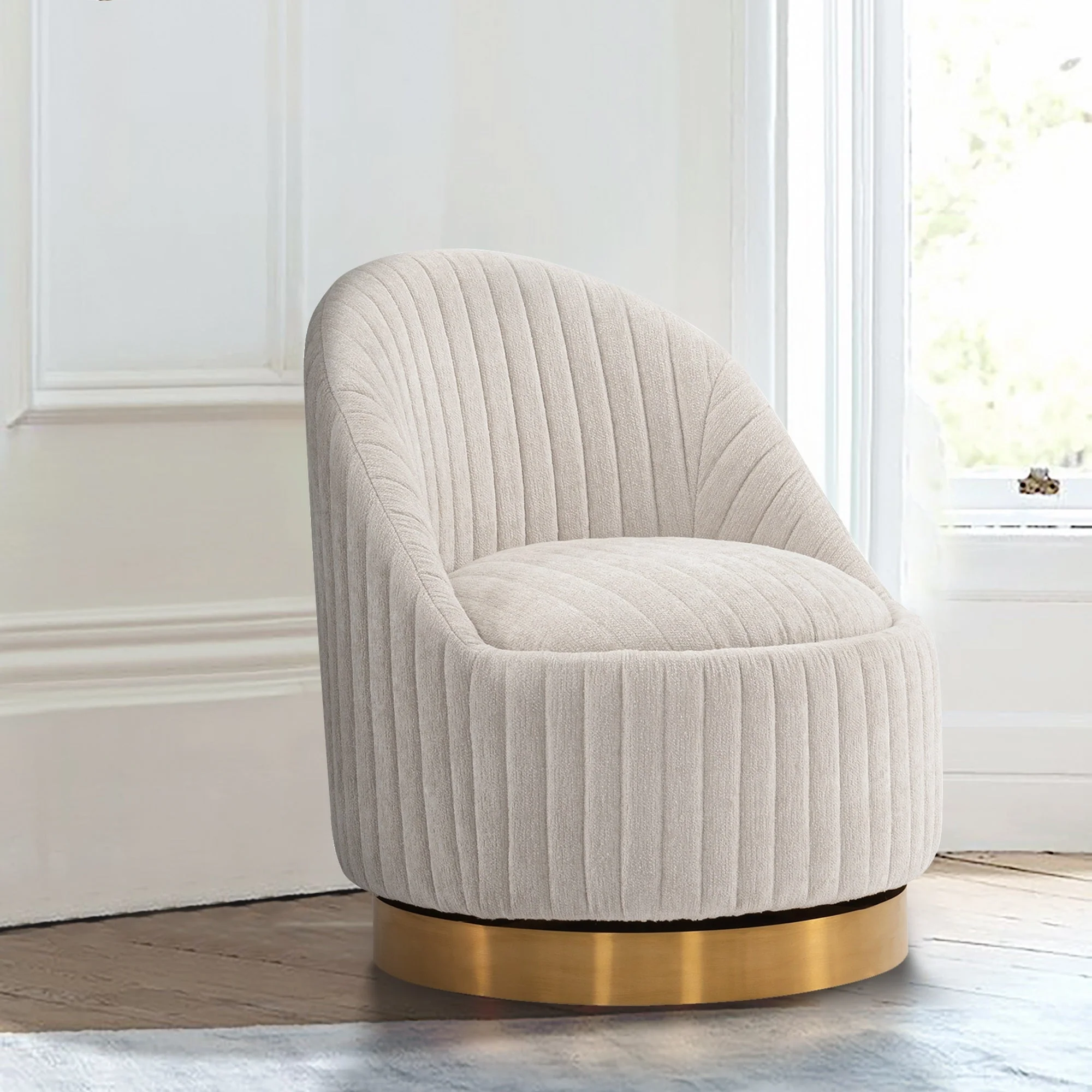 Leela Swivel Accent Chair in Cream - Image 2
