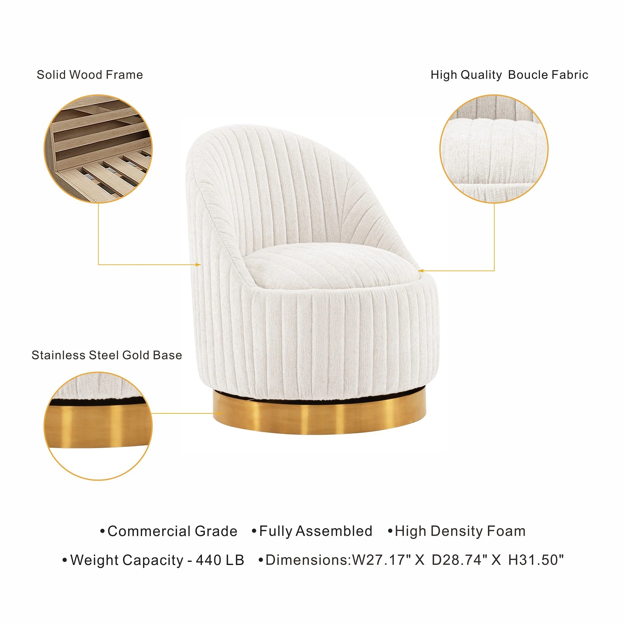 Leela Swivel Accent Chair in Cream (set of 2) - Image 3