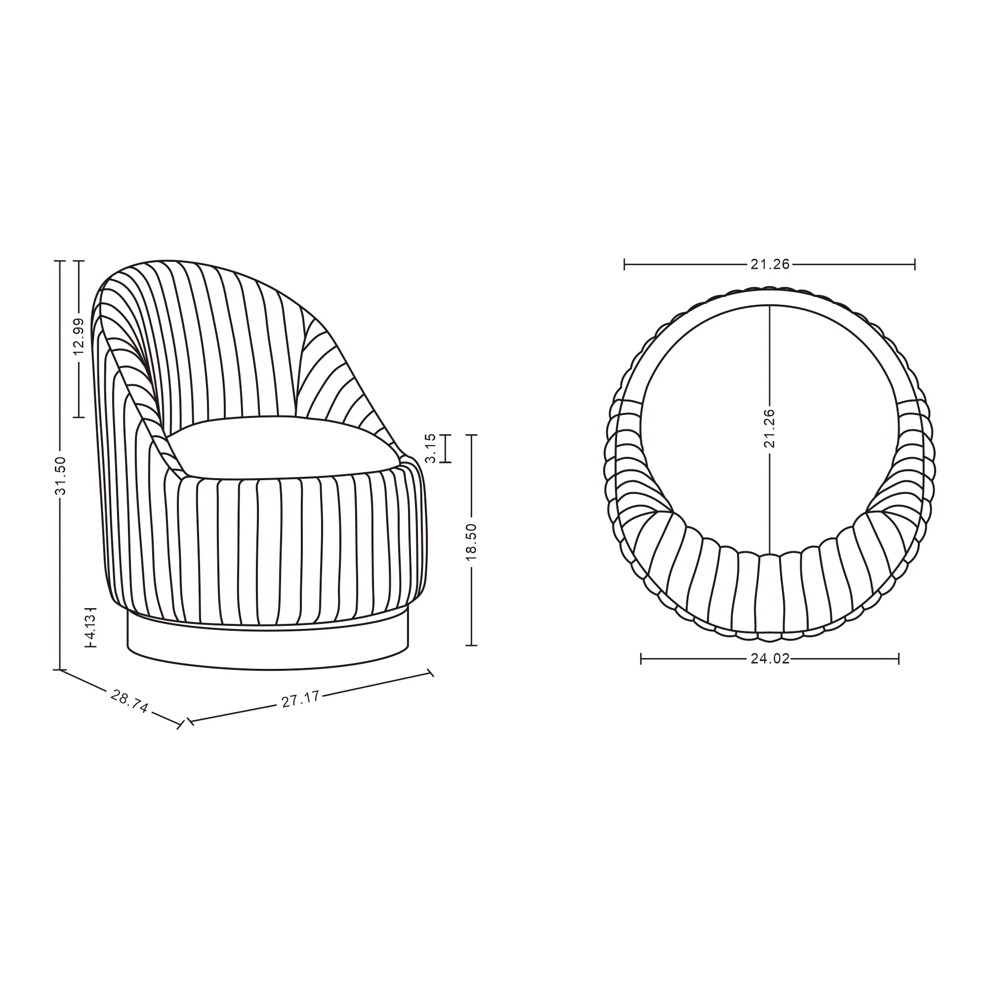 Leela Swivel Accent Chair in Grey - Image 3