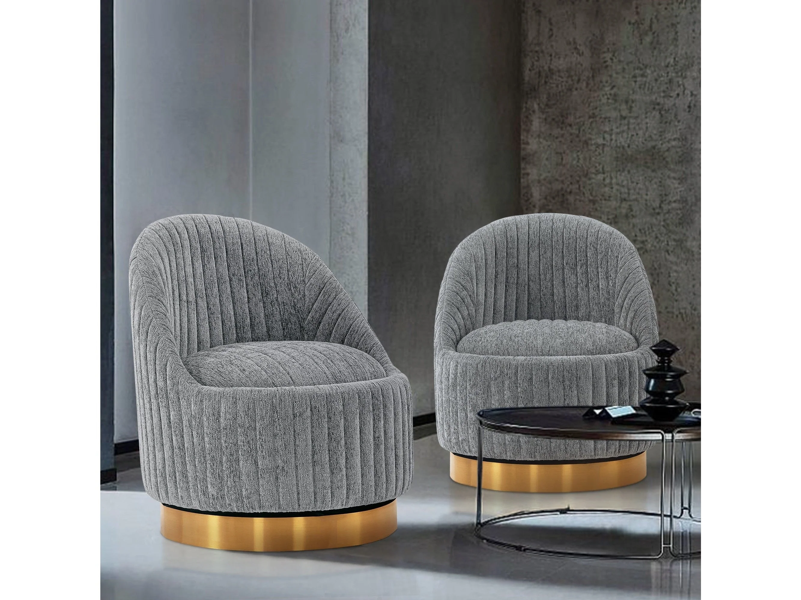Leela Swivel Accent Chair in Grey (set of 2)