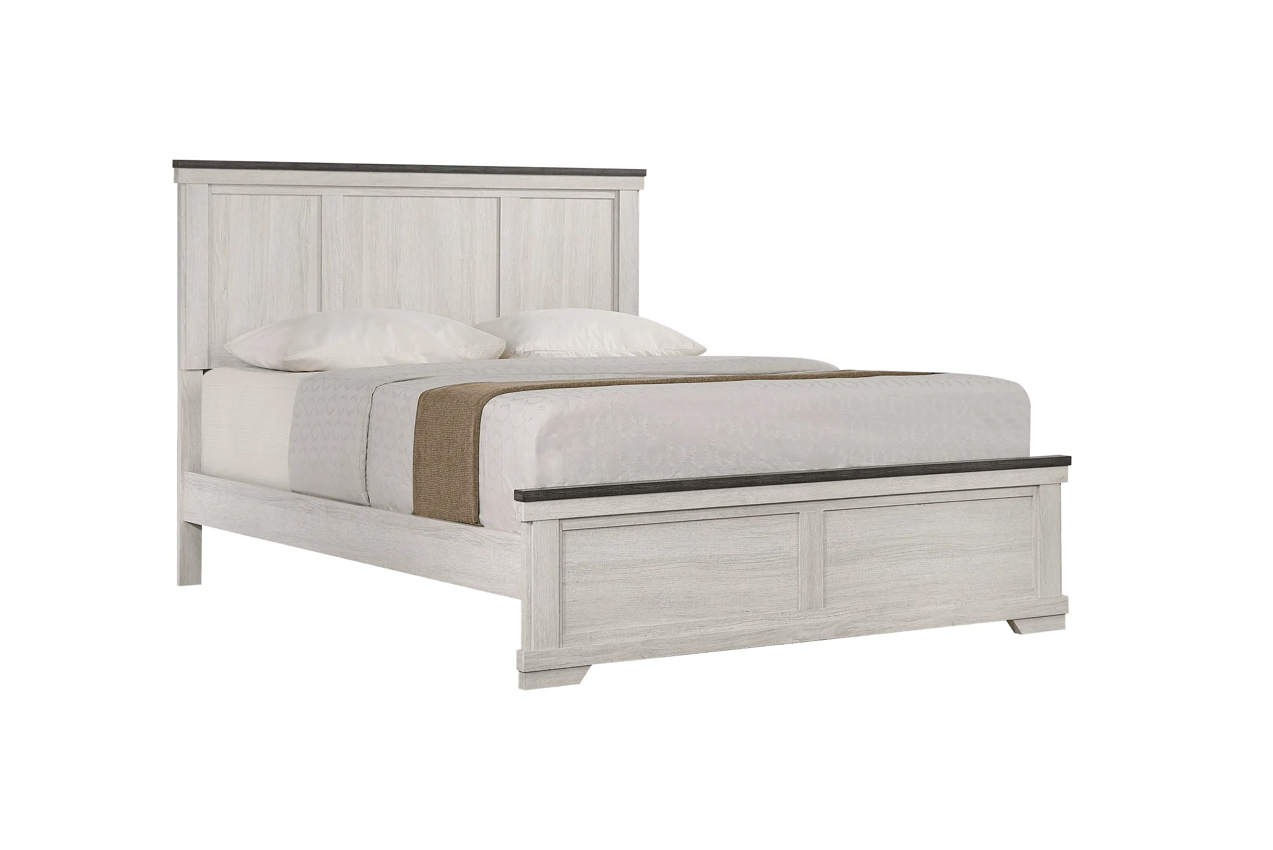 Leighton Cream and Brown Full Panel Bed
