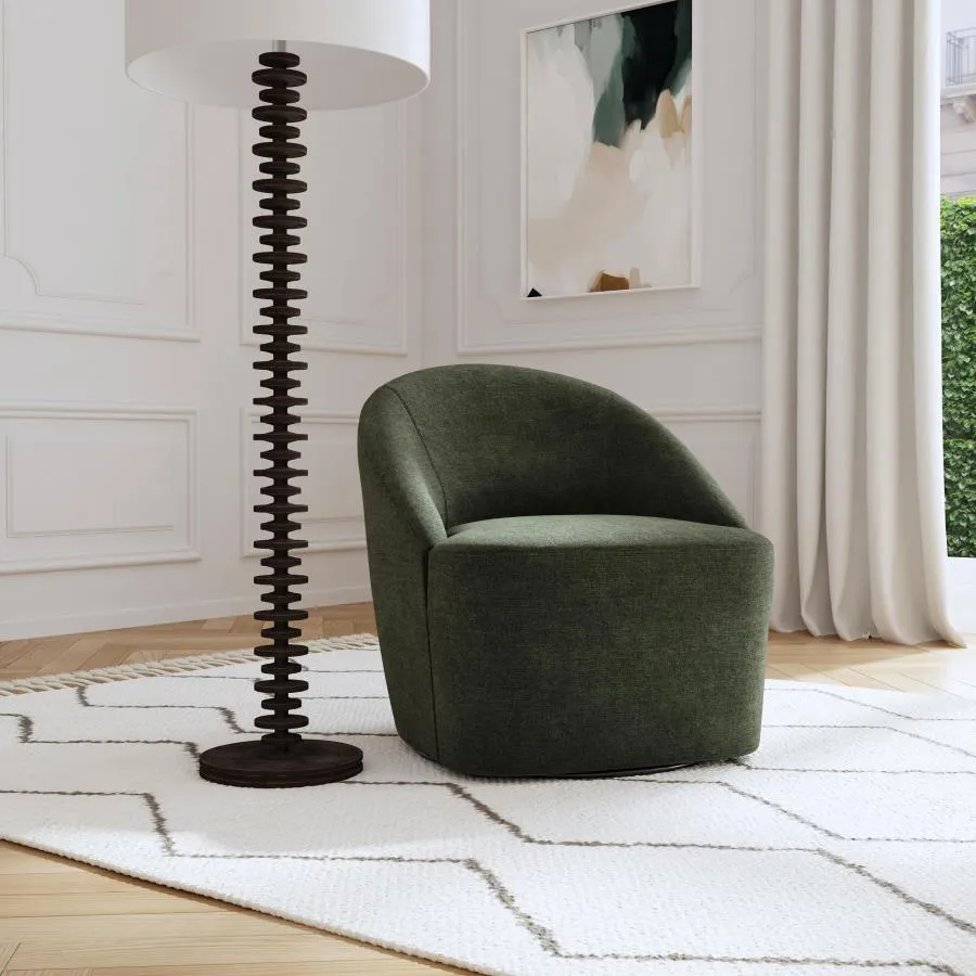 Leon Hunter Green Upholstered Accent Swivel Barrel Chair