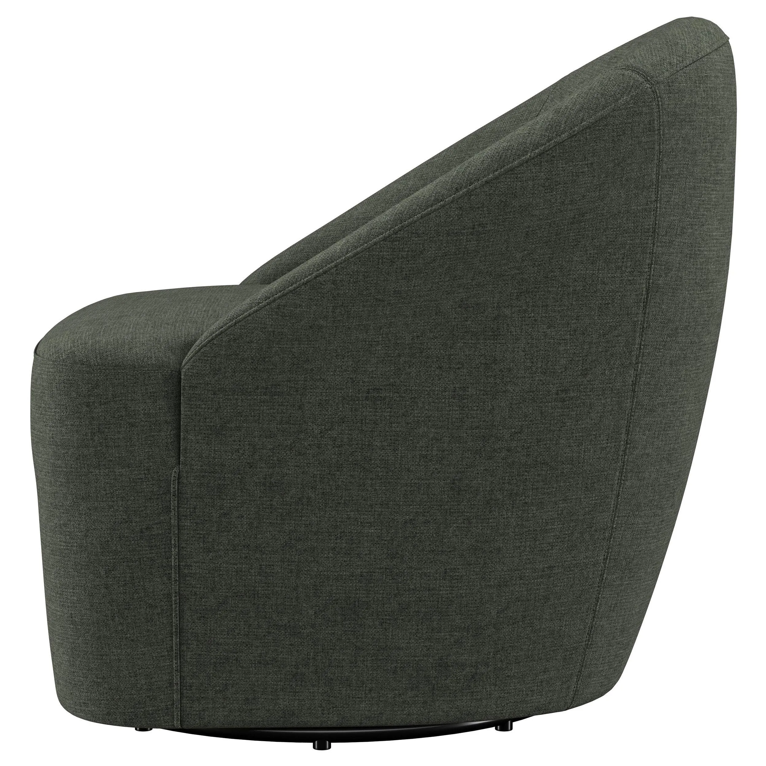 Leon Hunter Green Upholstered Accent Swivel Barrel Chair - Image 5