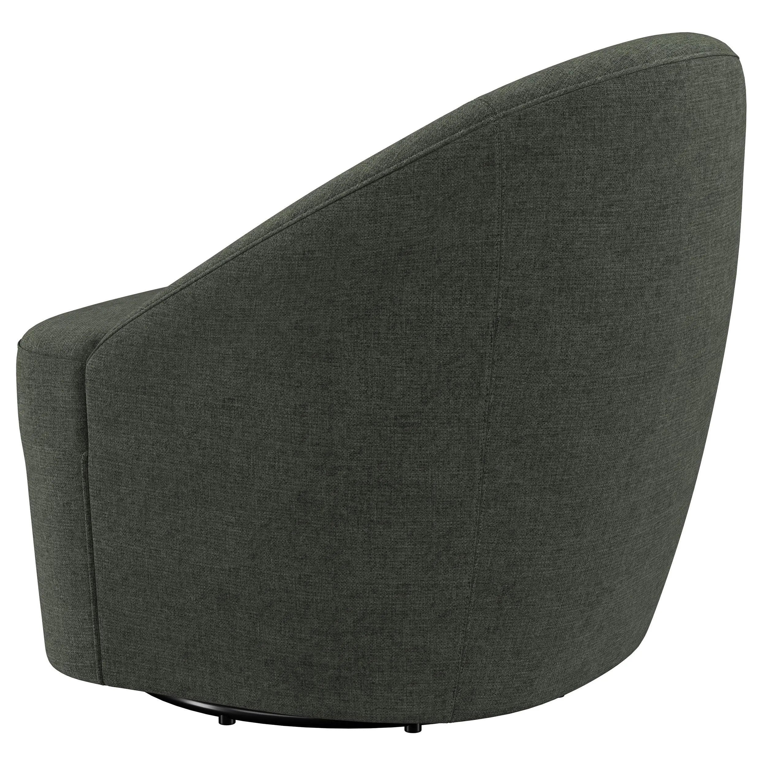 Leon Hunter Green Upholstered Accent Swivel Barrel Chair - Image 6