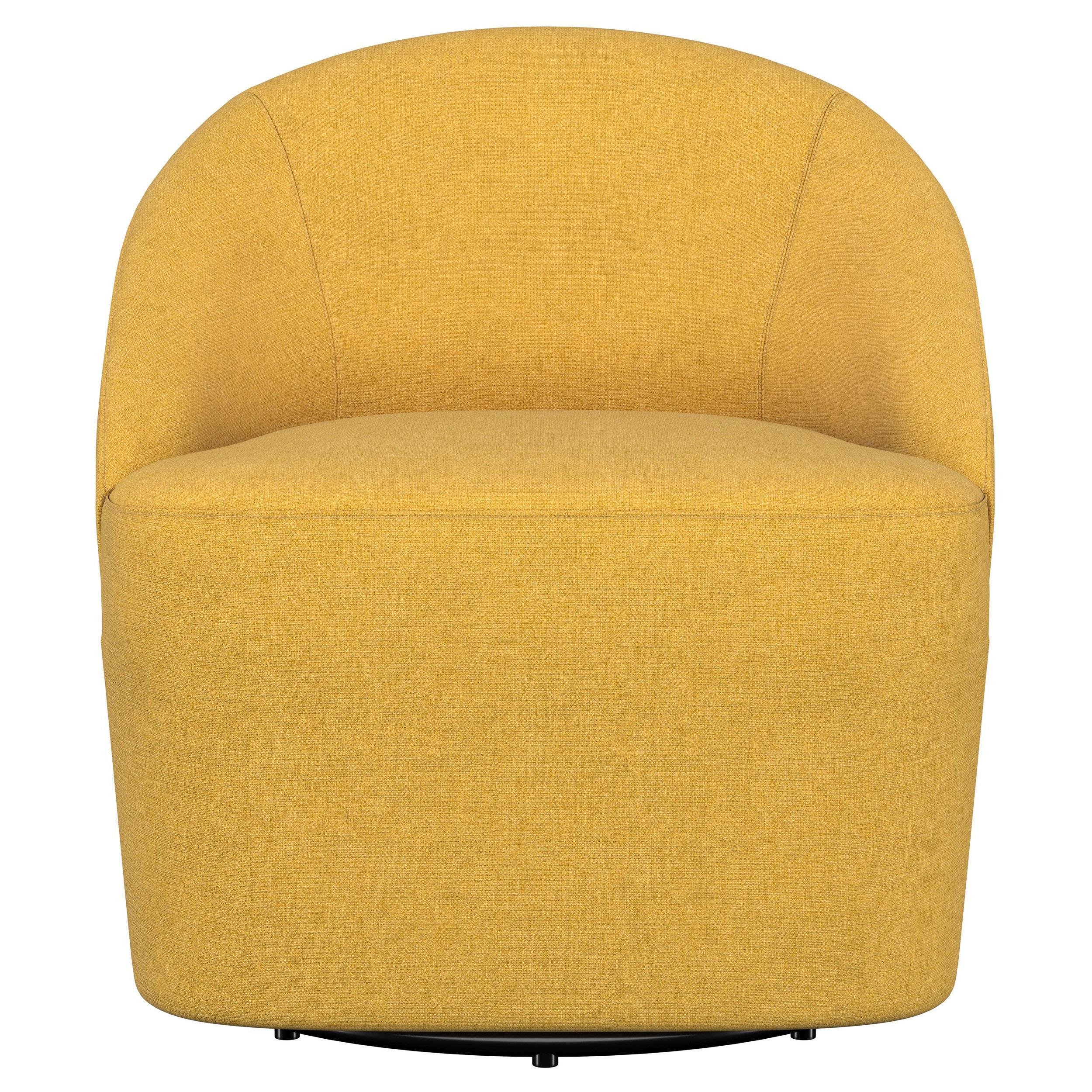 Leon Mustard Yellow Upholstered Accent Swivel Barrel Chair - Image 3