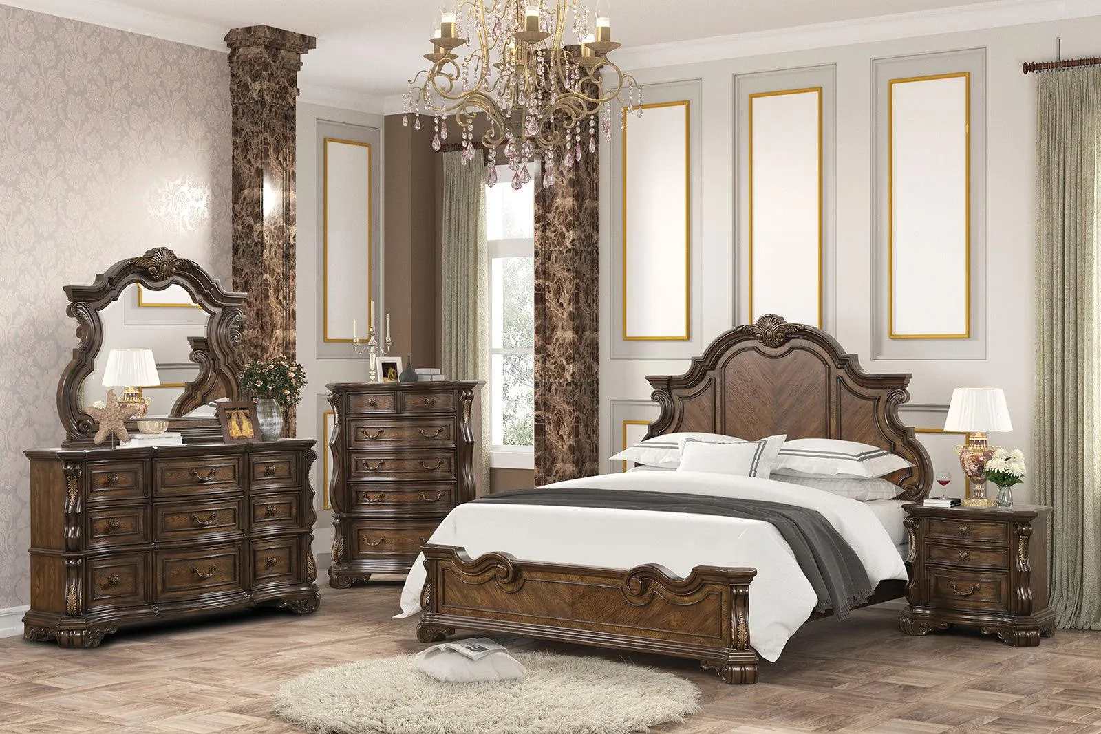 Leovanni Dark Brown Bombay King Bed - Image 2