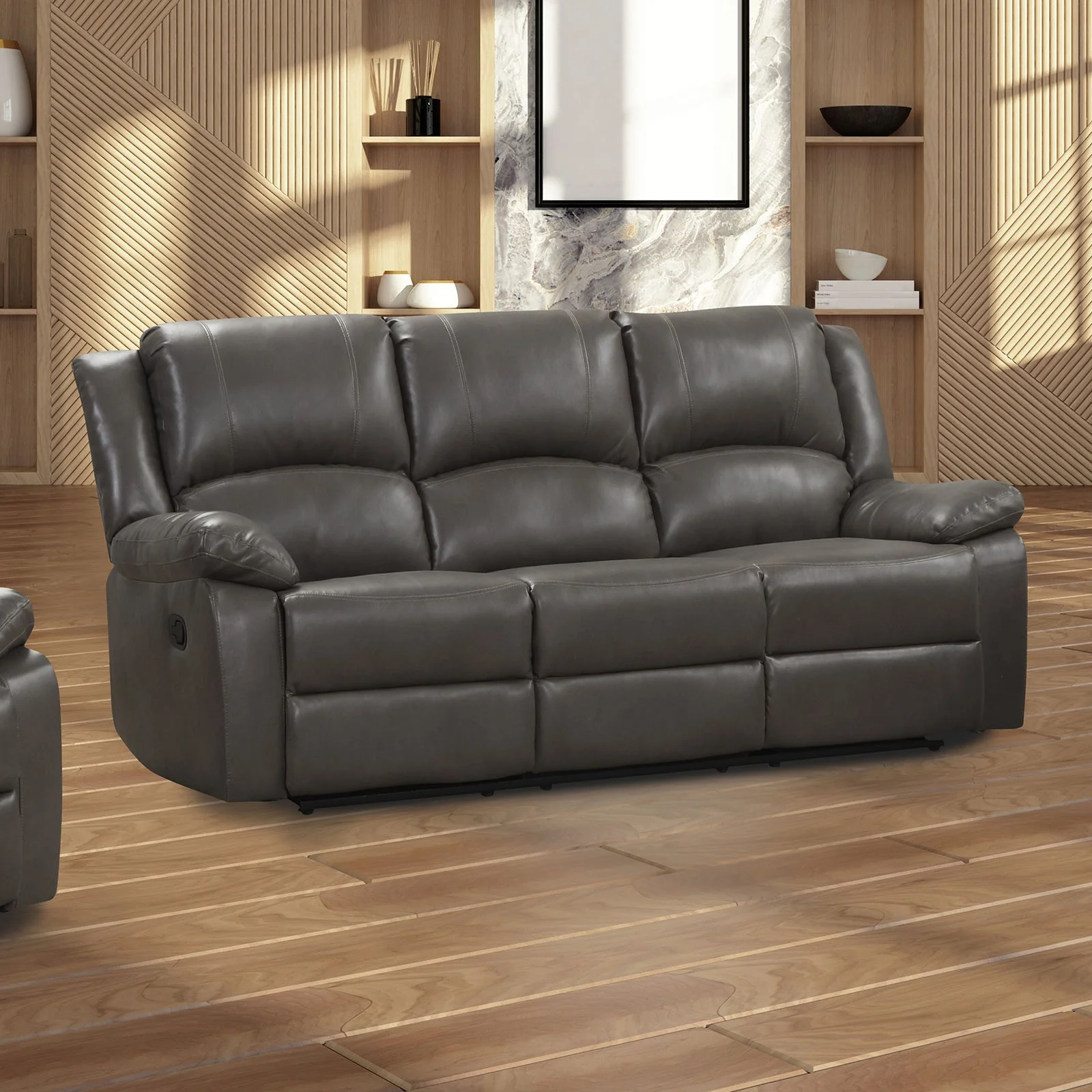Letha Gray PU Leather Sofa & Loveseat - Image 5