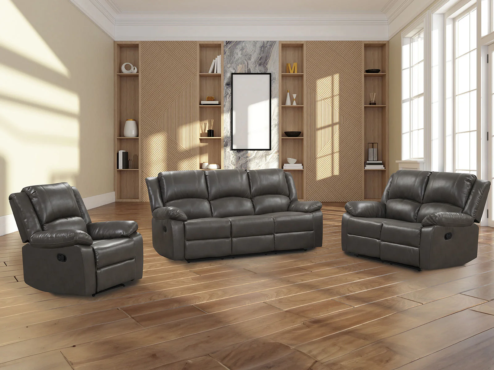 Letha Gray PU Leather Sofa & Loveseat - Image 8