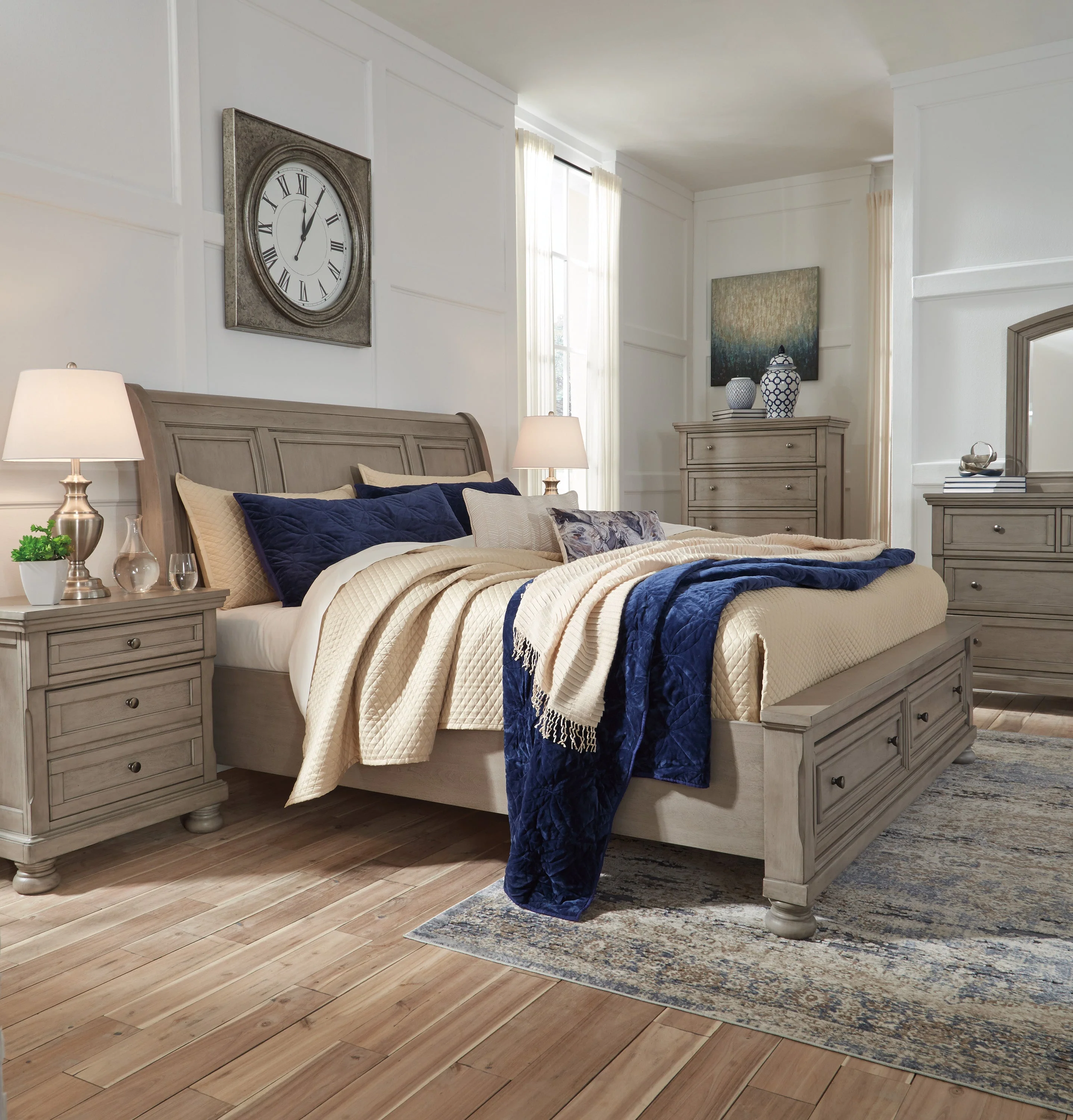 Lettner Light Gray Sleigh Platform Bedroom Set - Image 5