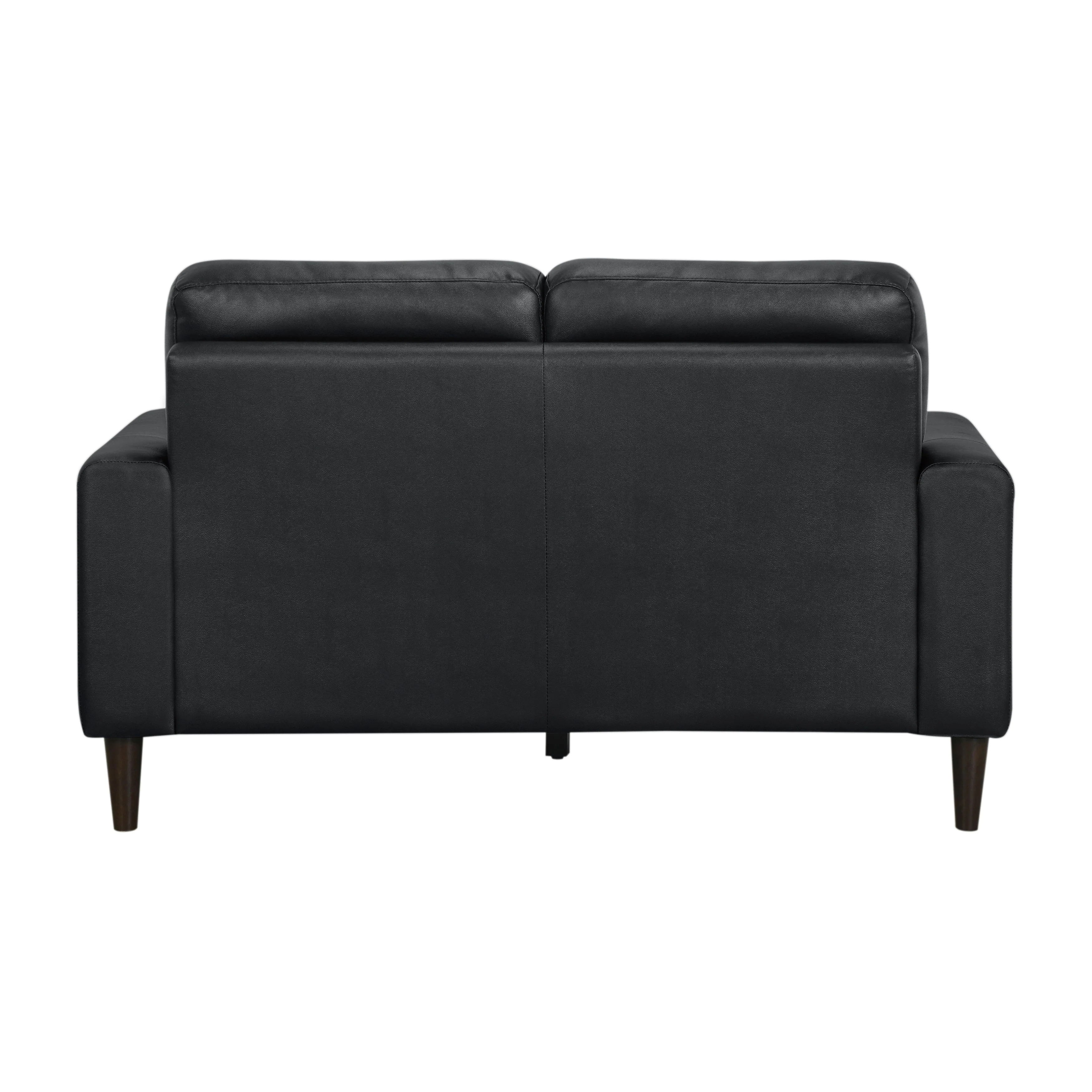 Lewes Black Leather Loveseat - Image 3