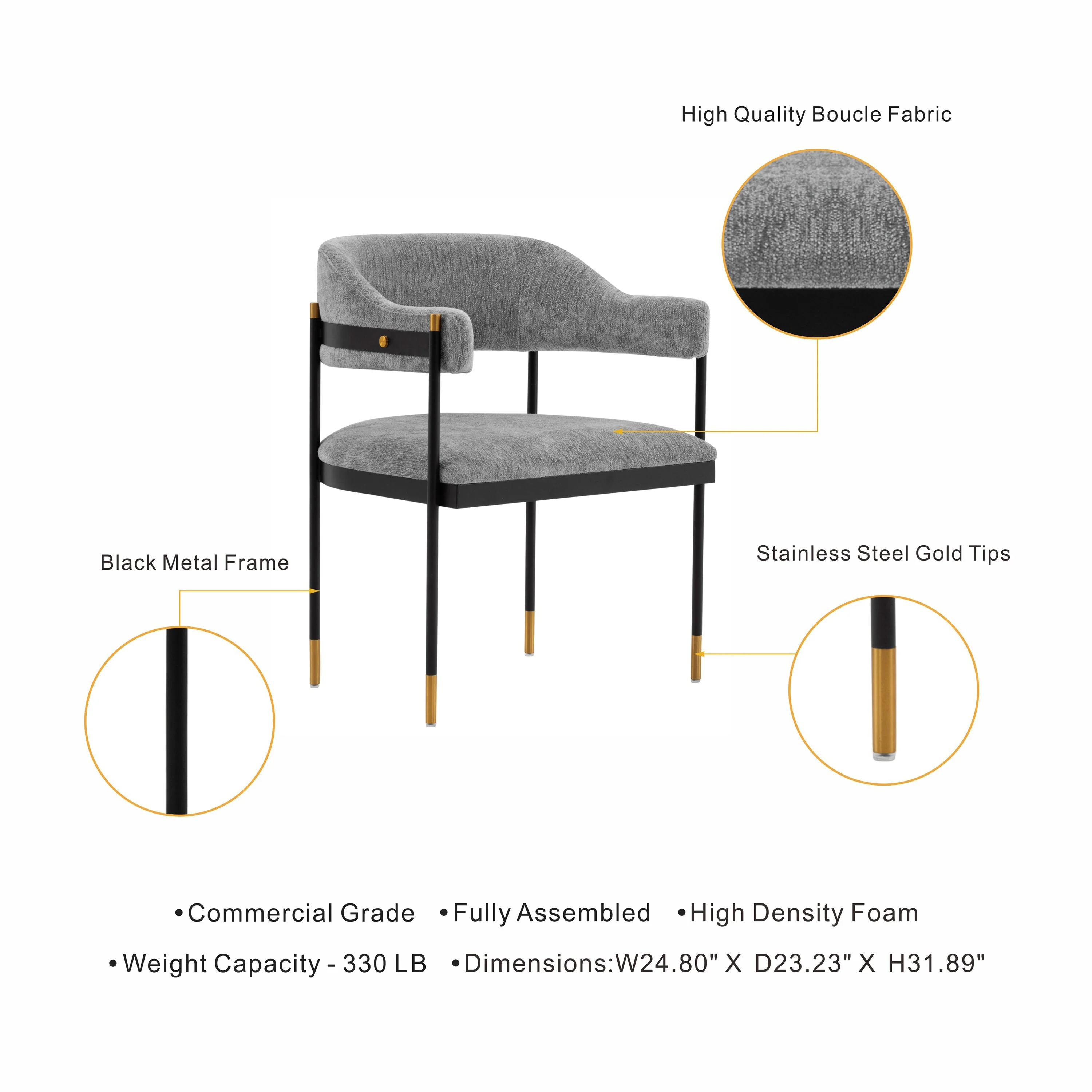 Lia Dining Armchair in Grey - Image 4