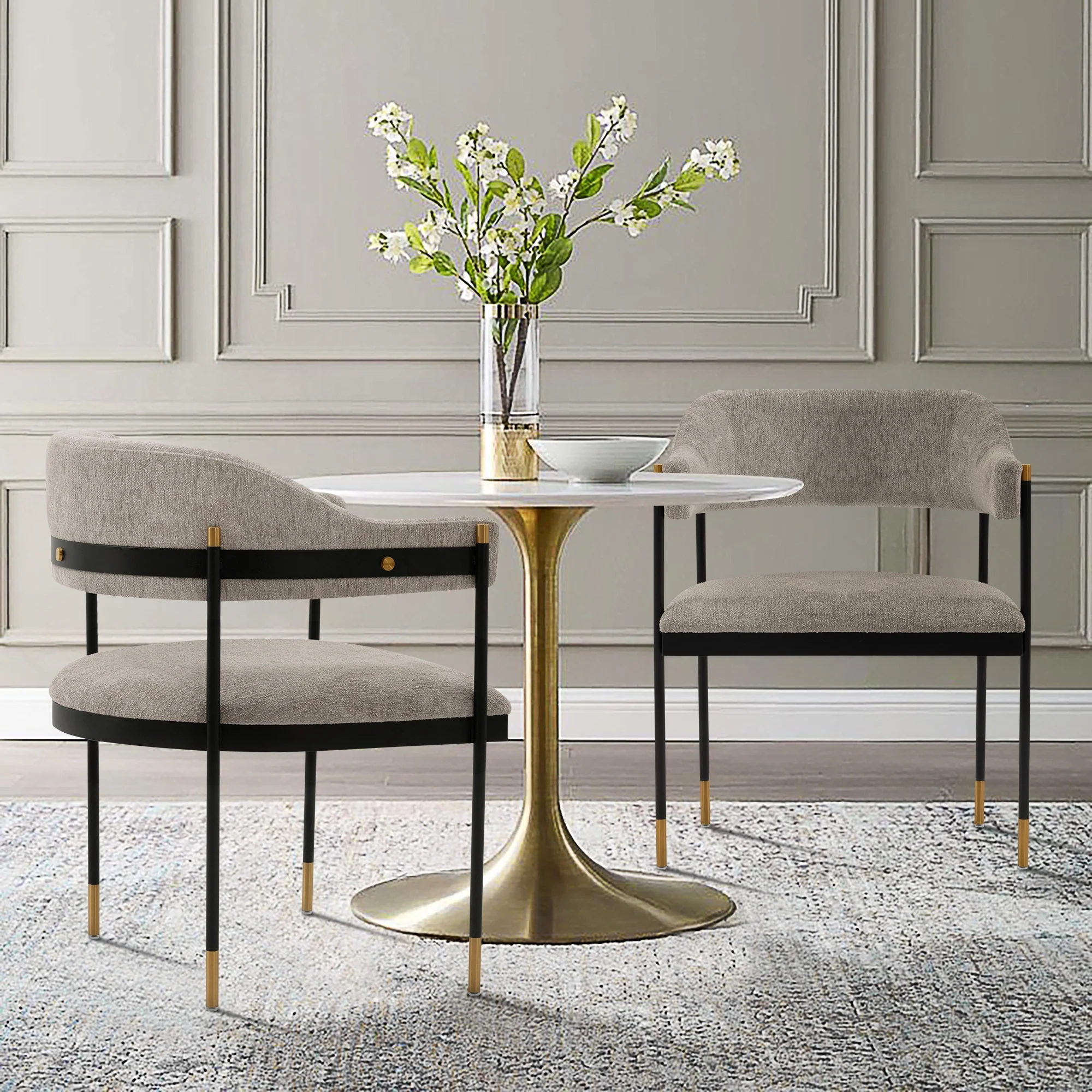 Lia Dining Armchair in Stone (set of 2) - Image 2