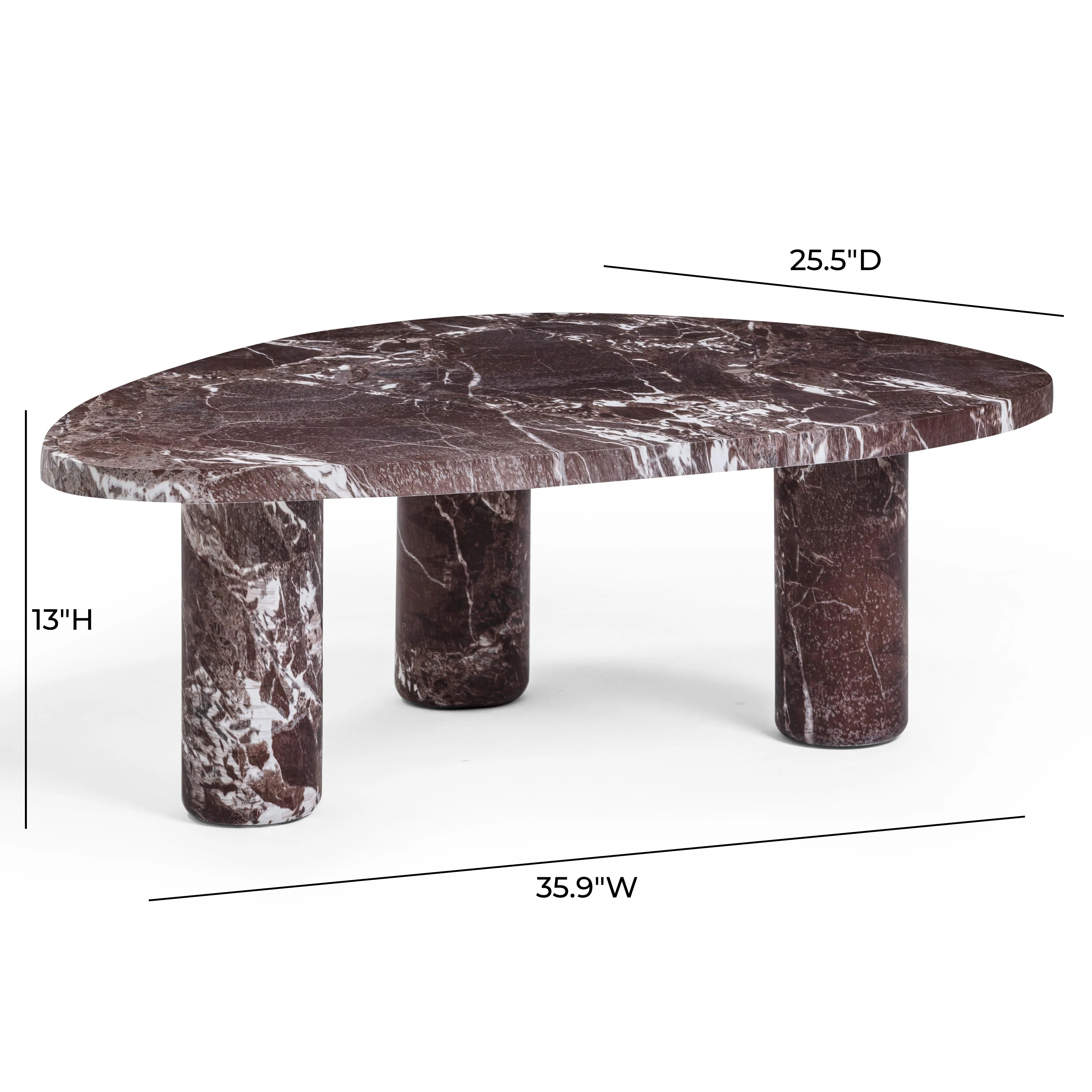 Libby Faux Red Levanto Marble Indoor/Outdoor Coffee Table (36"-48") - Image 7
