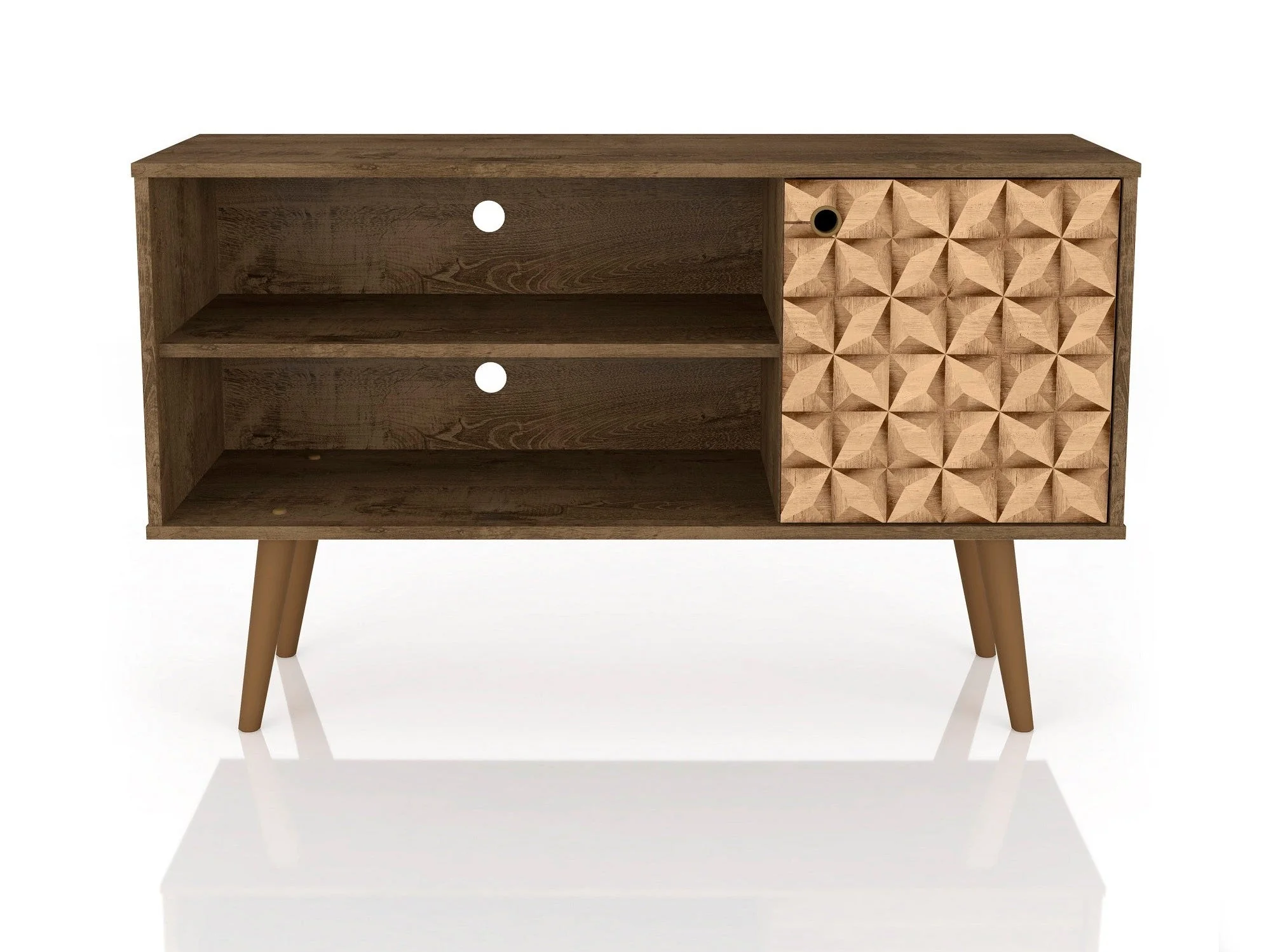 Liberty 42.52 TV Stand in Rustic Brown and 3D Brown Prints