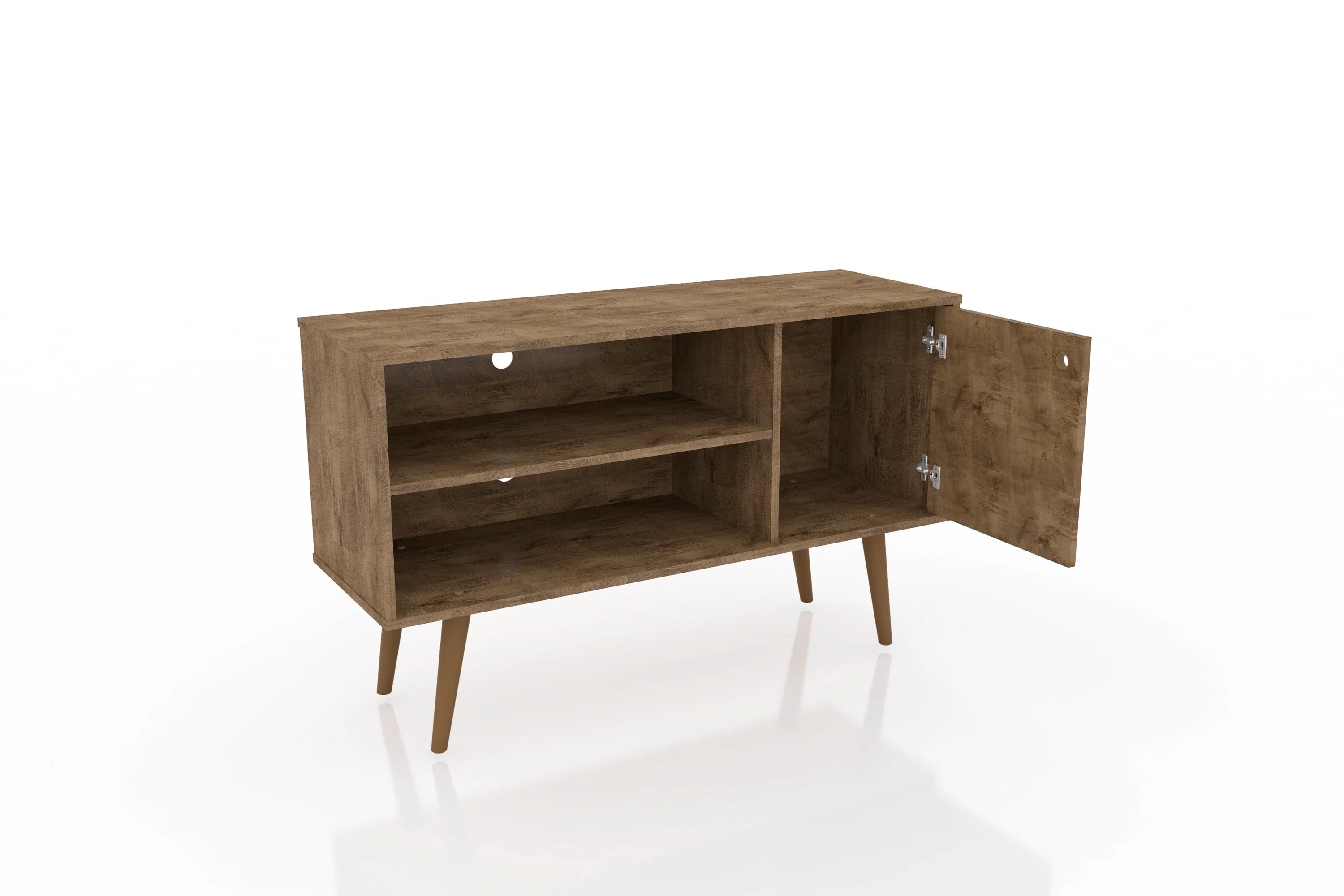 Liberty 42.52 TV Stand in Rustic Brown and 3D Brown Prints - Image 4
