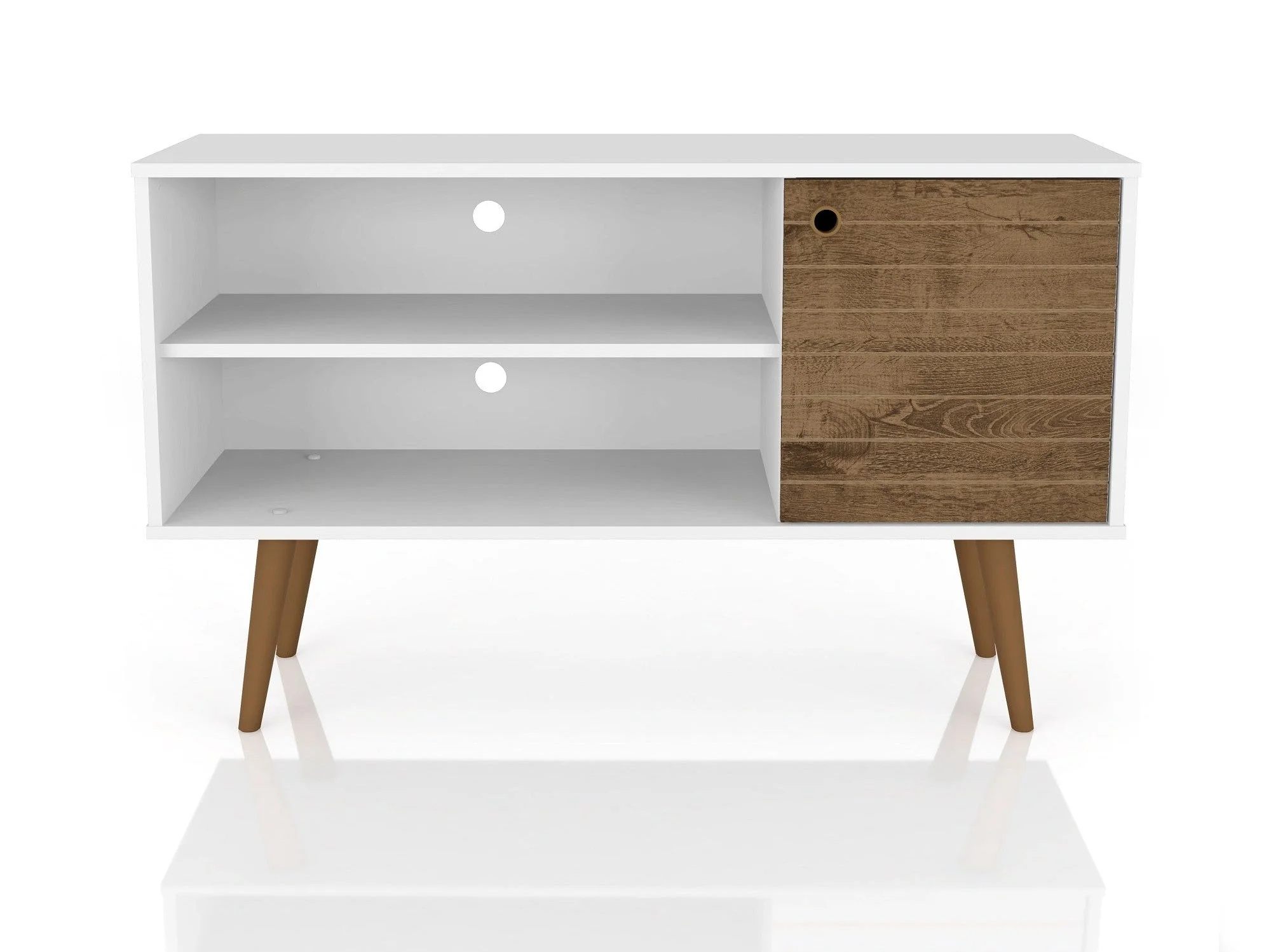 Liberty 42.52 TV Stand in White and Rustic Brown