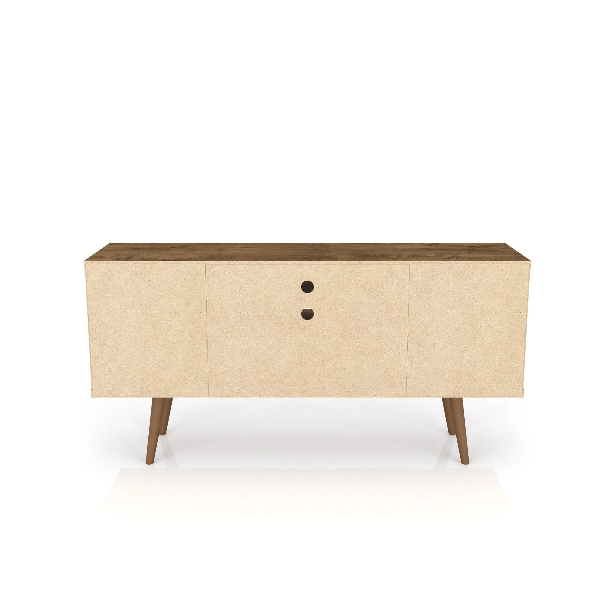 Liberty 53.14" Mid-Century Modern TV Stand in Rustic Brown and 3D Brown Prints - Image 9