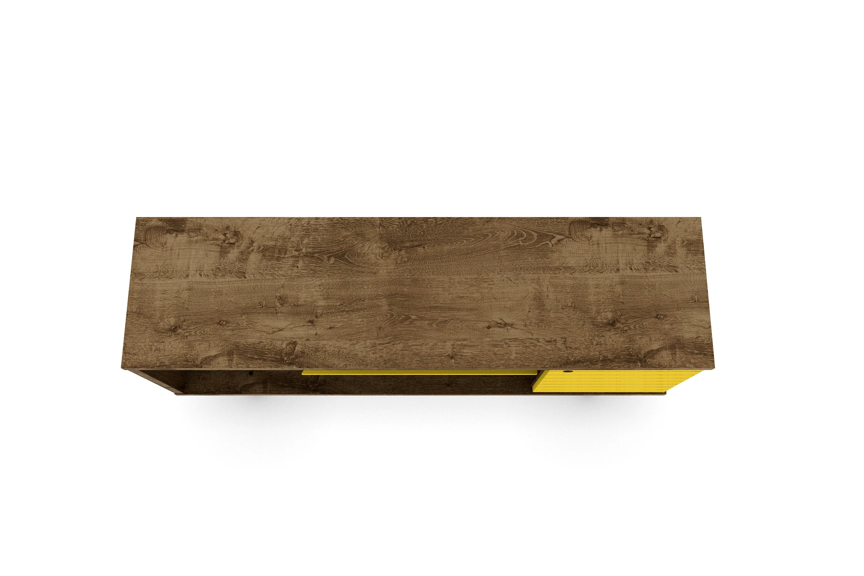 Liberty 53.14" Mid-Century Modern TV Stand in Rustic Brown and Yellow - Image 7
