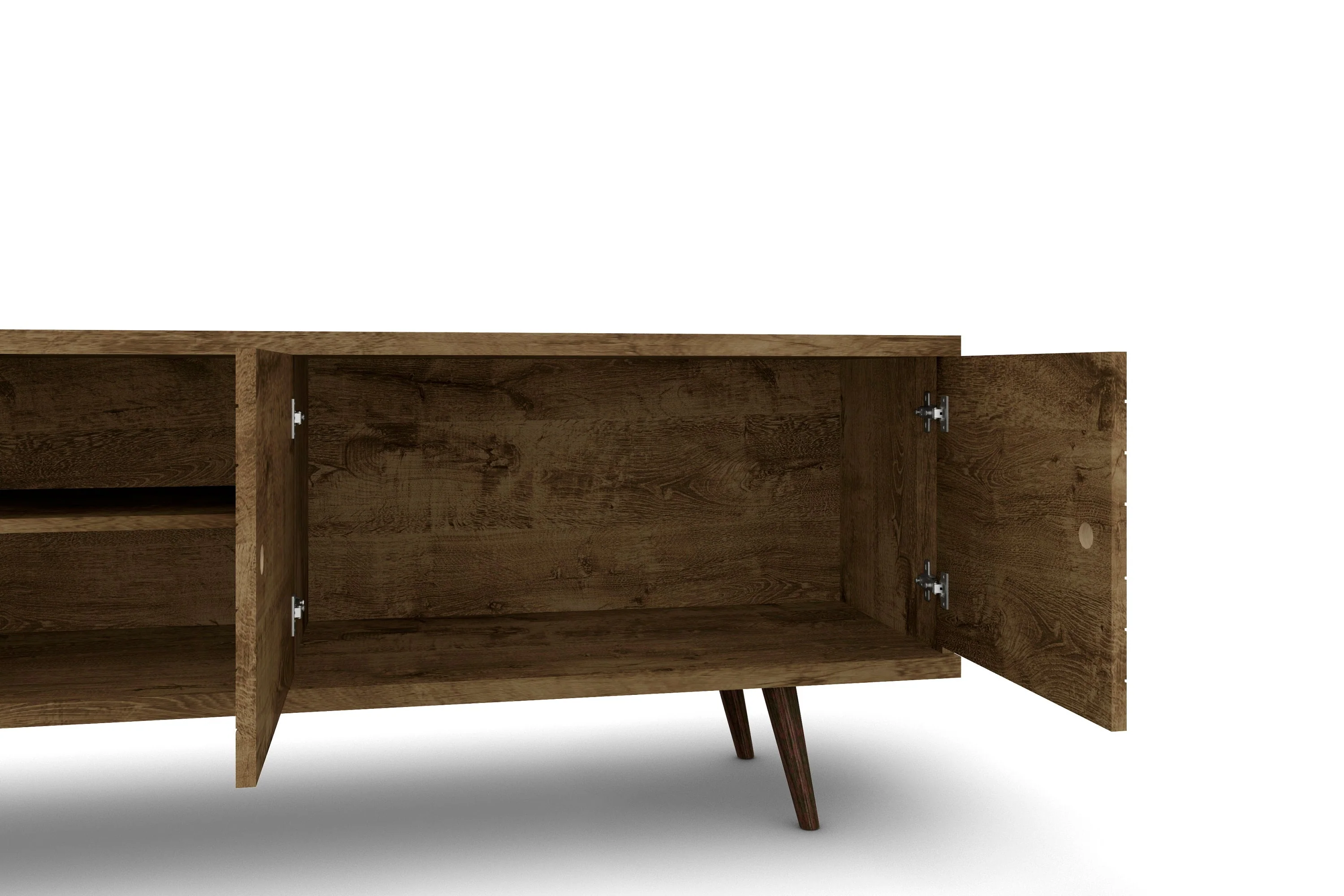 Liberty 62.99" Mid-Century Modern TV Stand in Rustic Brown - Image 4