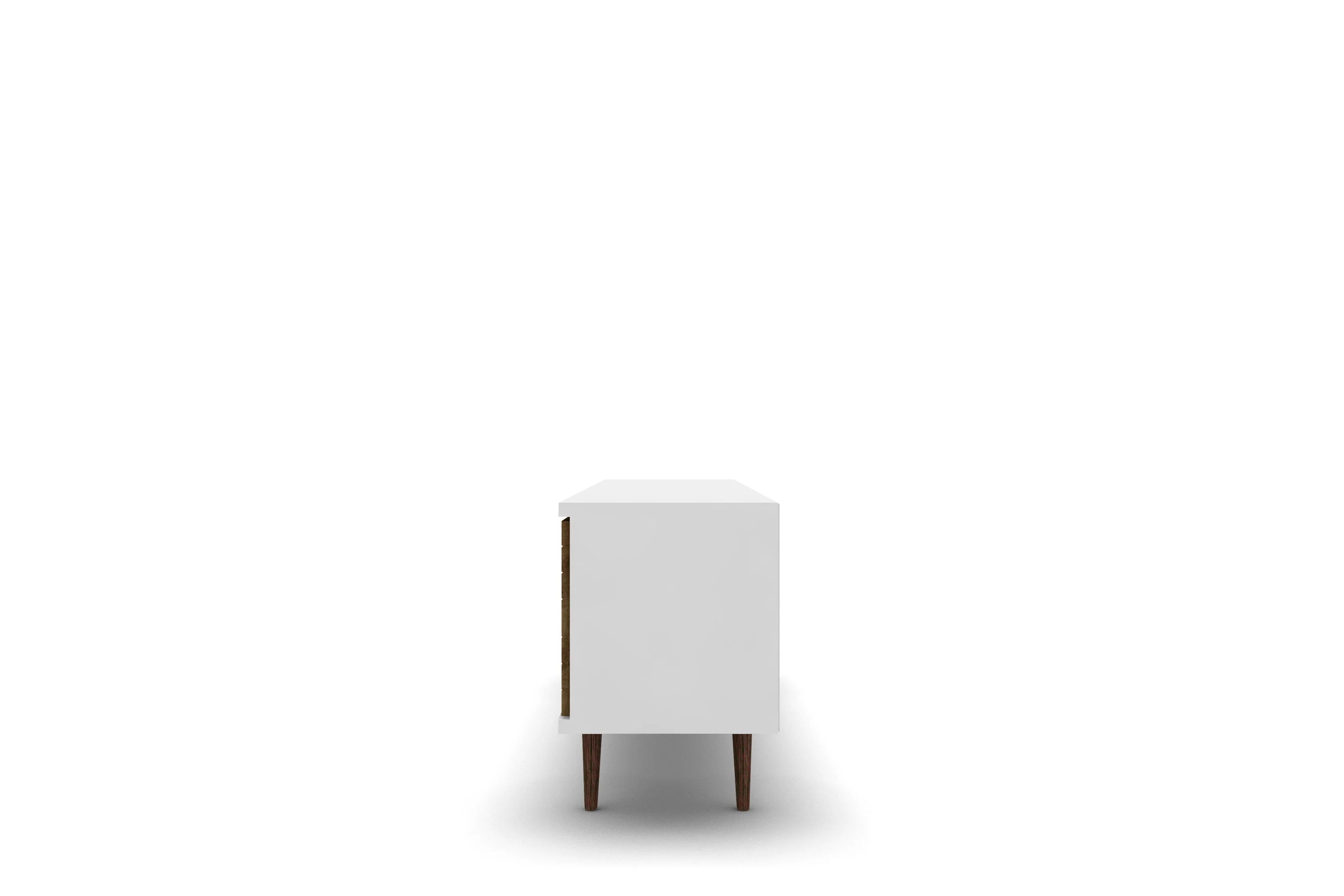 Liberty 62.99" Mid-Century Modern TV Stand in White and Rustic Brown - Image 5