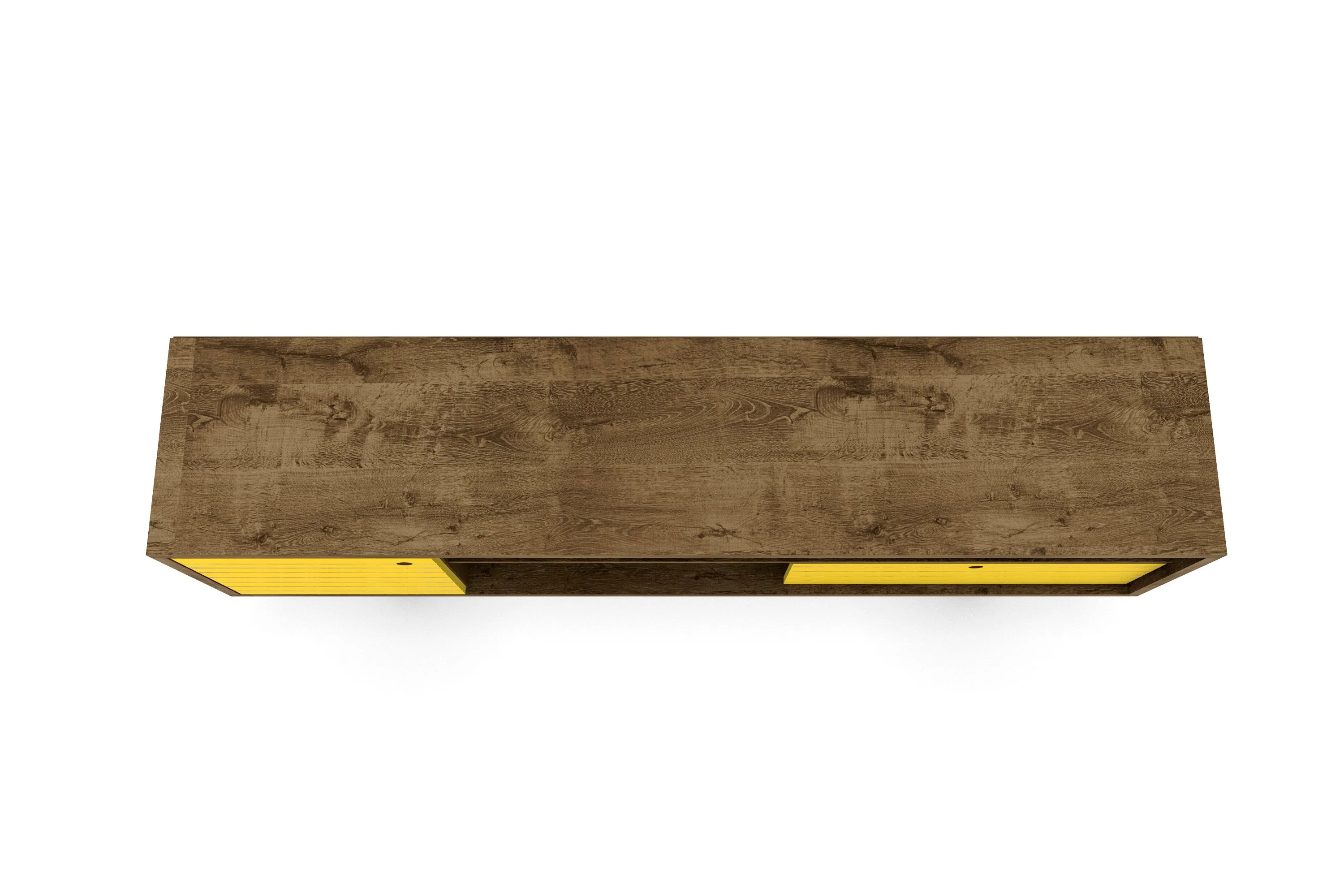 Liberty 70.86" Mid-Century Modern TV Stand in Rustic Brown and Yellow - Image 7