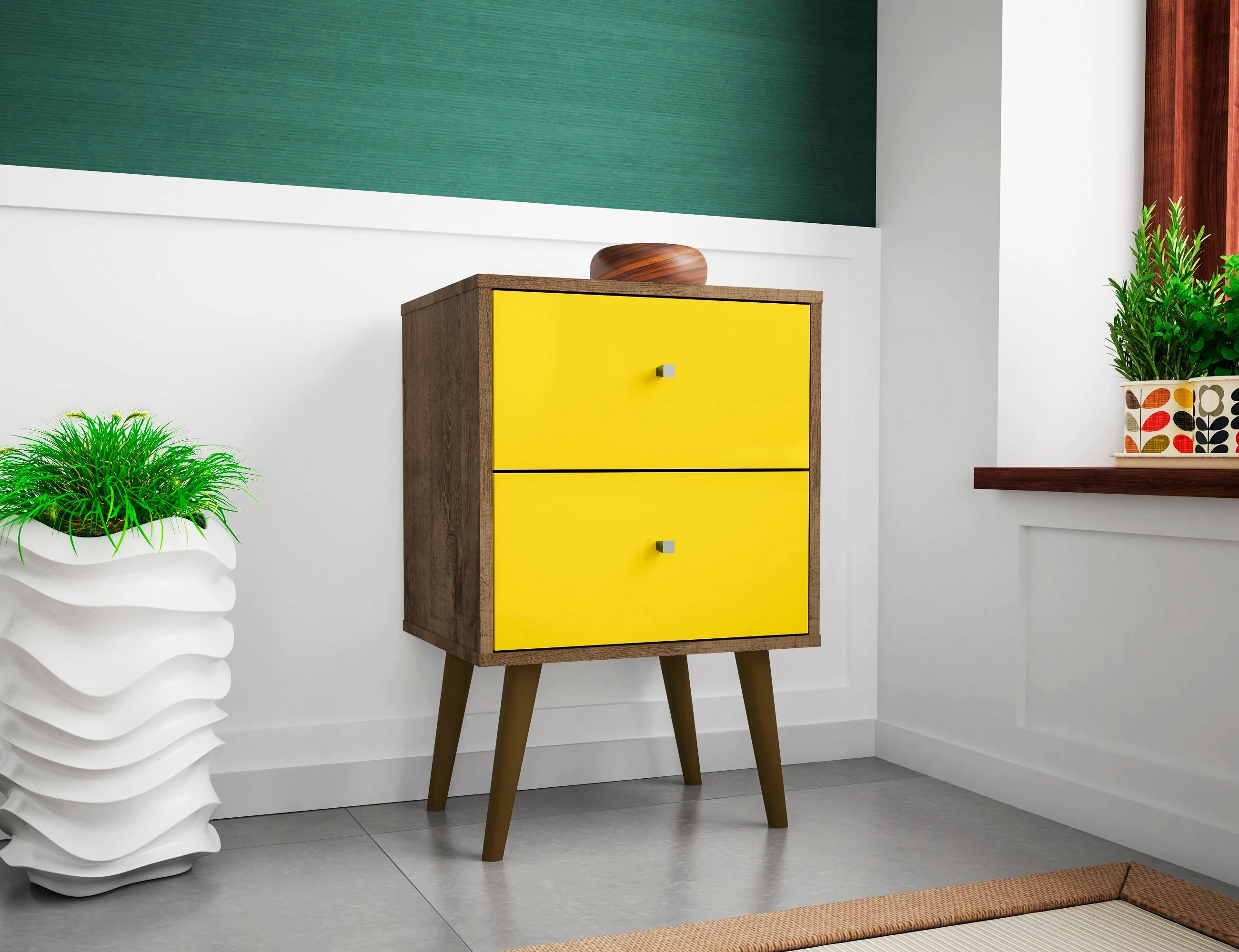 Liberty Nightstand 2.0 in Rustic Brown and Yellow - Image 2