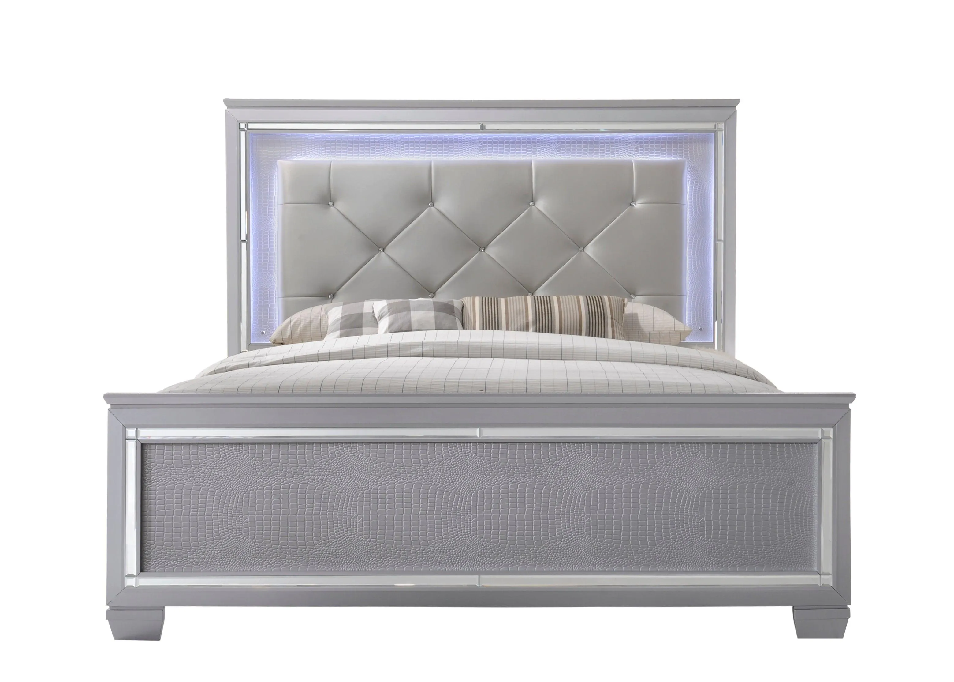 Lillian Silver LED Upholestered Bedroom Set - Image 21