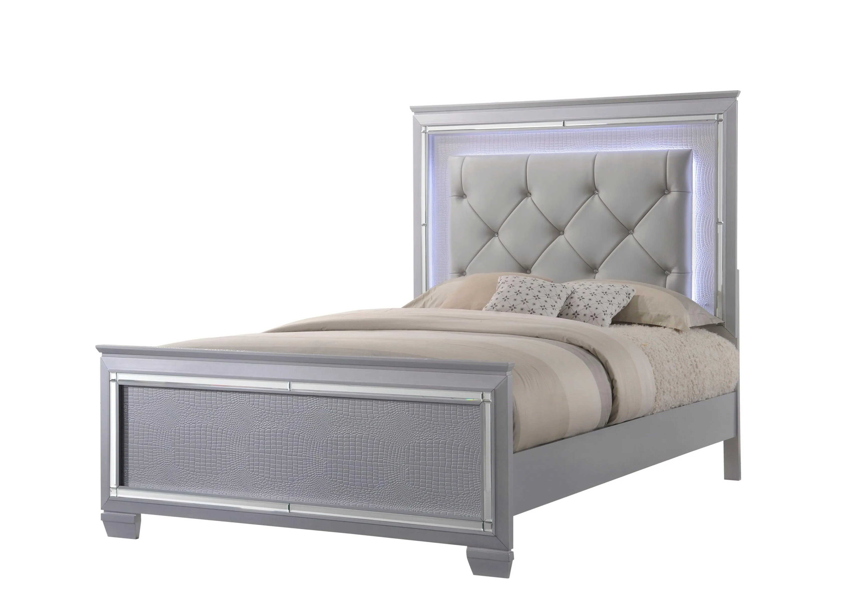 Lillian Silver LED Upholestered Bedroom Set - Image 3