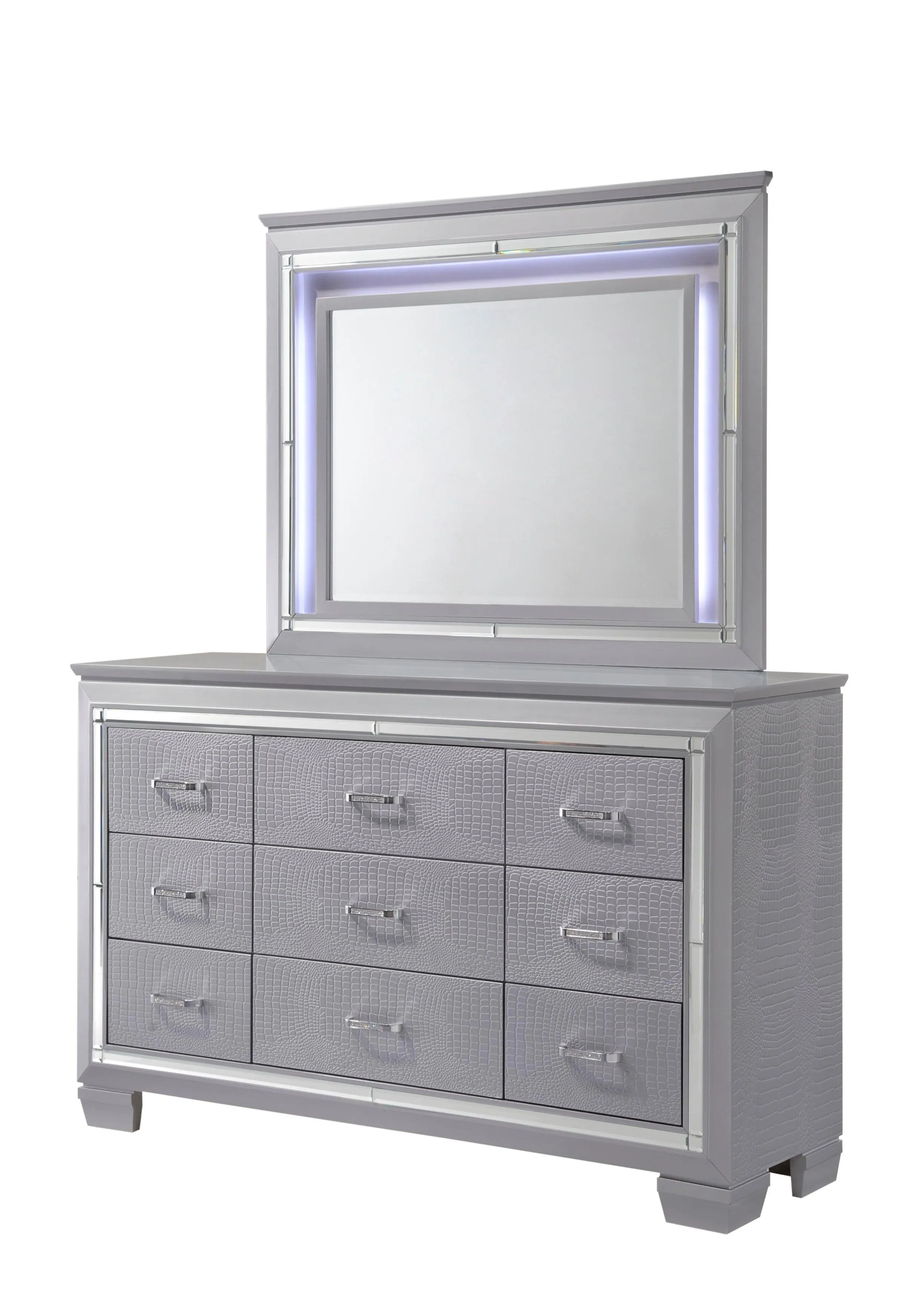 Lillian Silver LED Upholestered Bedroom Set - Image 4