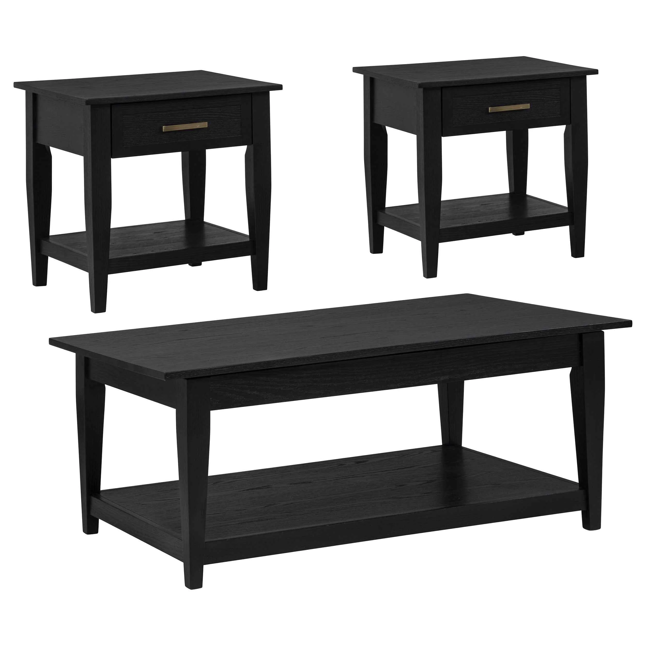 Lindenton Black 3-piece Wood Lift-Top Coffee and End Table Set - Image 3