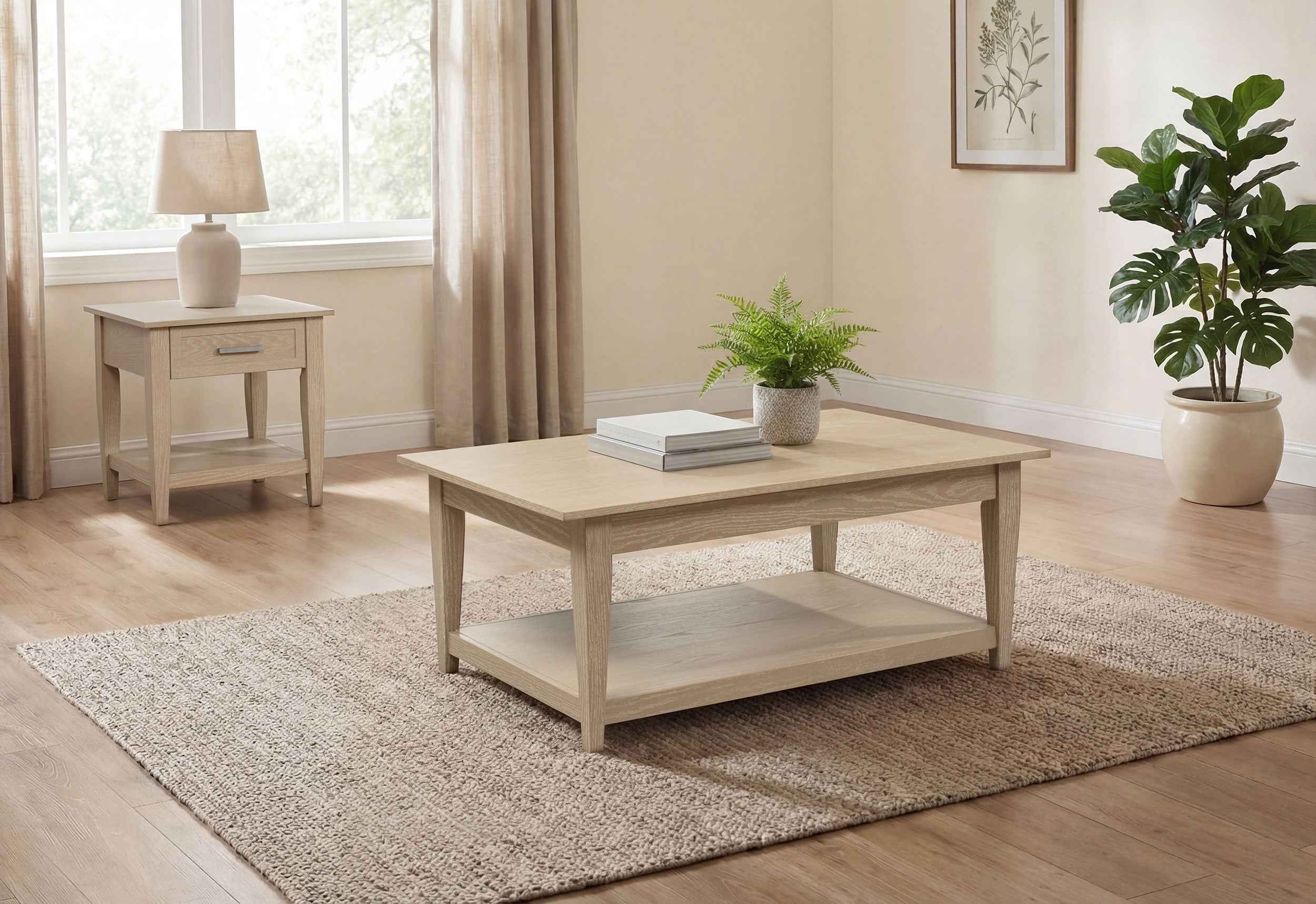 Lindenton Blonde 2-piece Wood Lift-Top Coffee and End Table Set - Image 2