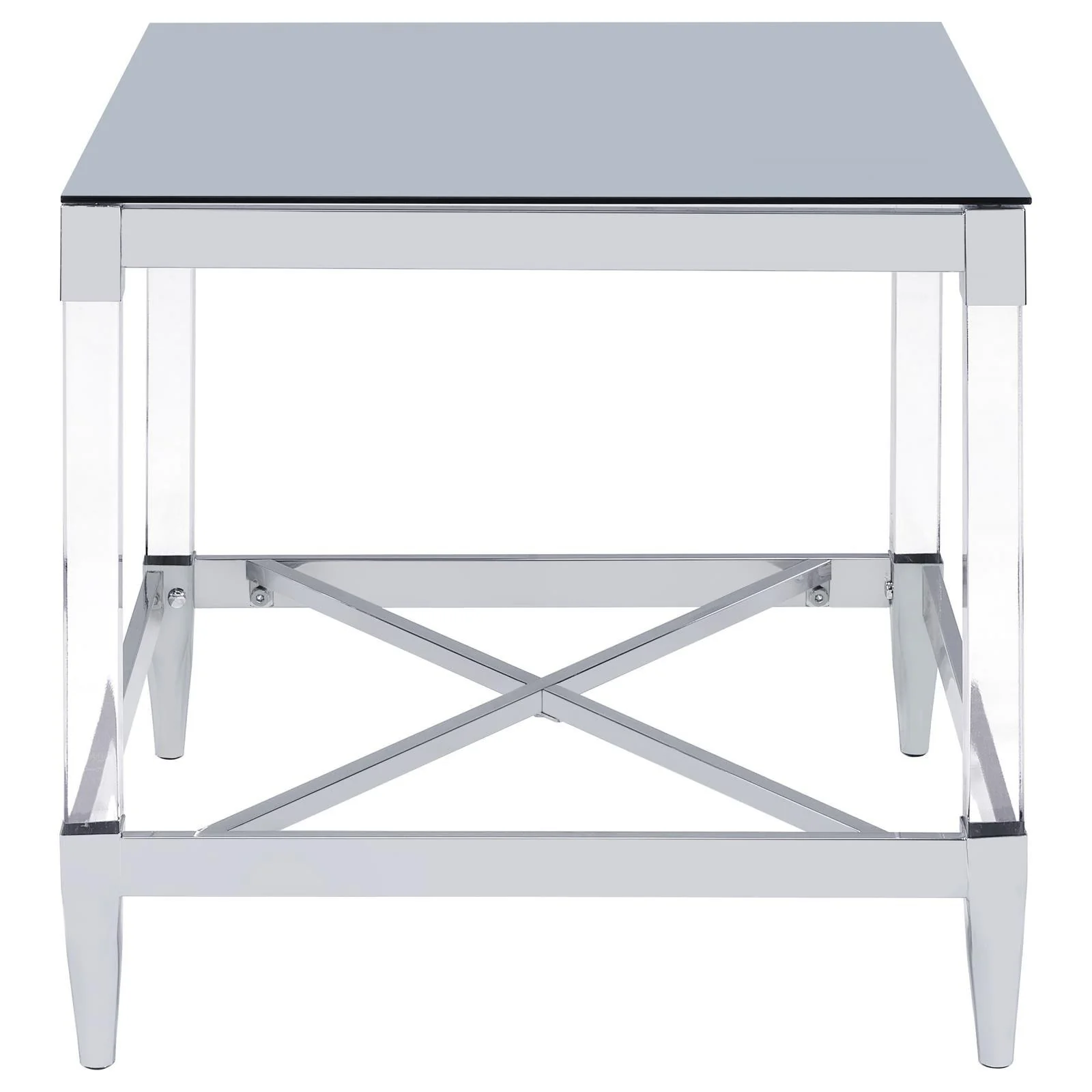 Lindley Chrome Square End Table with Acrylic Legs and Tempered Mirror Top - Image 5