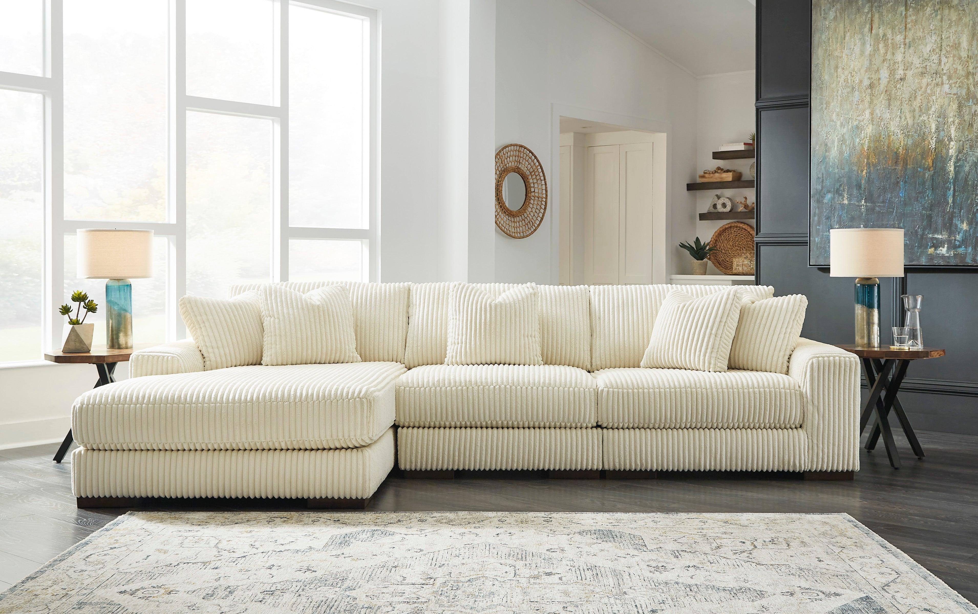 Lindyn Ivory 3-Piece Left Arm Facing Modular Chaise Sectional