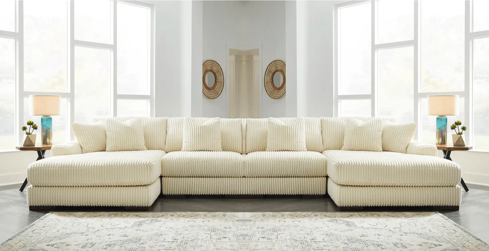 Lindyn Ivory 4-Piece Modular Double Chaise Sectional