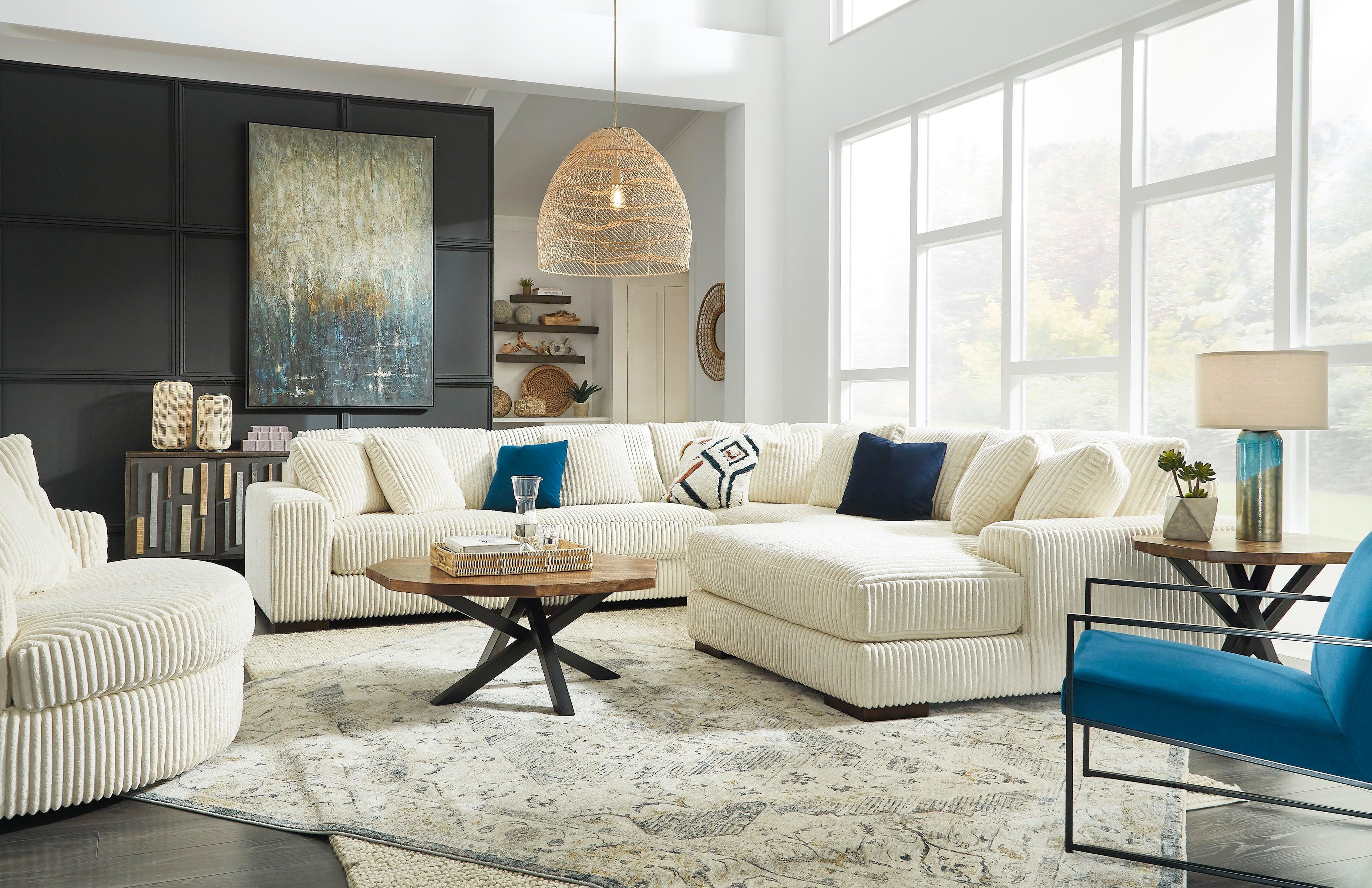 Lindyn Ivory 5-Piece Right Arm Facing Modular Chaise Sectional - Image 7