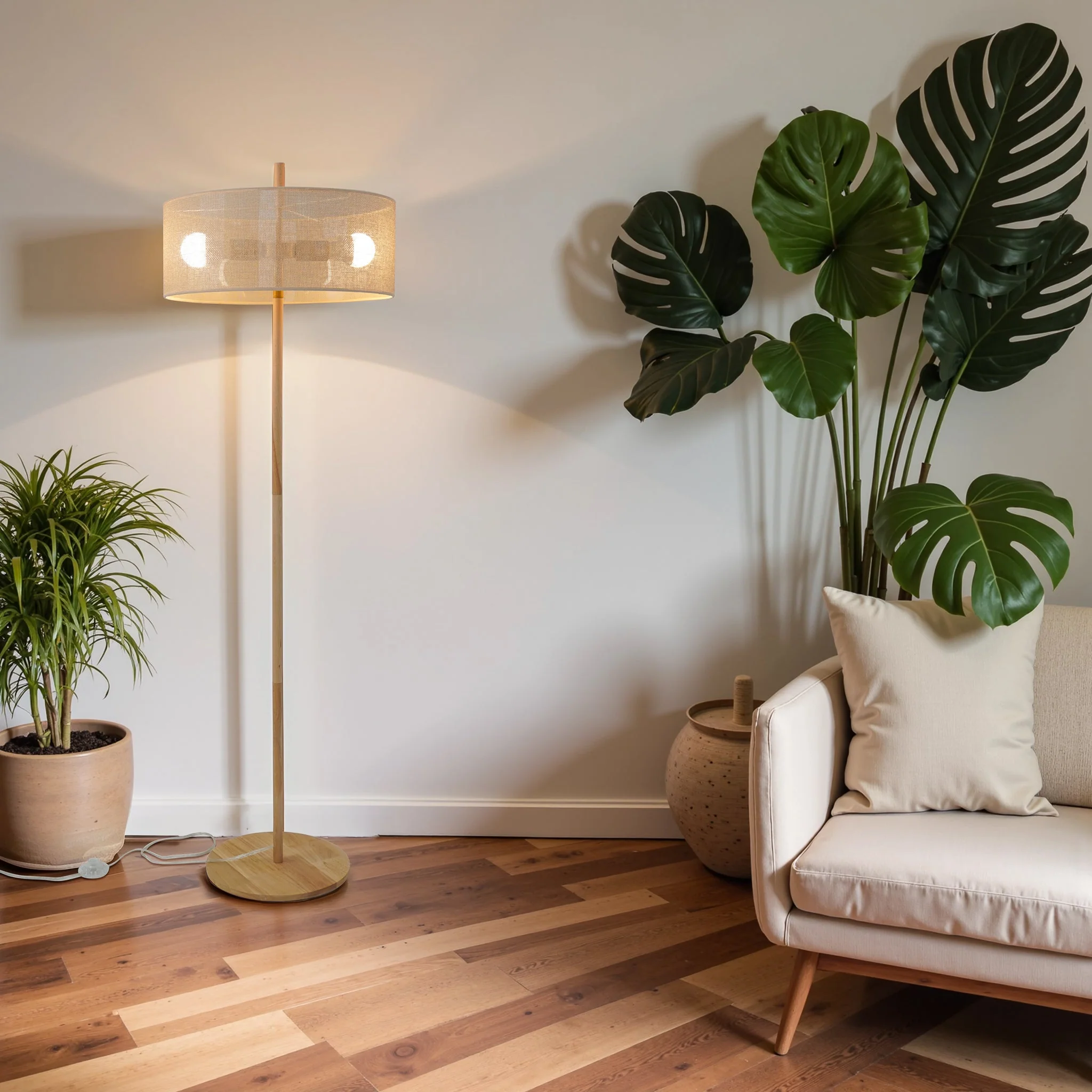 Lirian Floor Lamp - Oak and Natural - Image 2