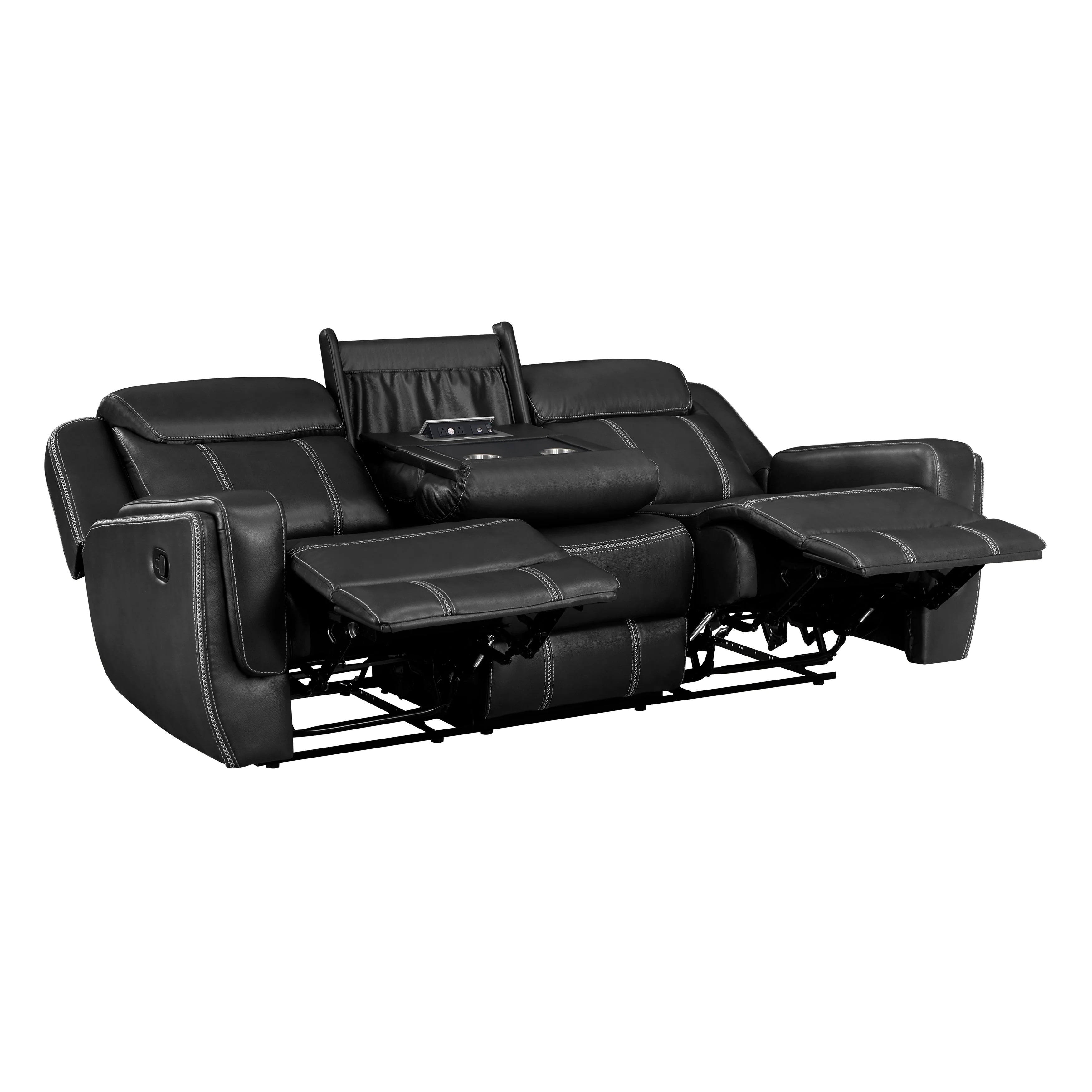 Littleton Black Double Reclining Sofa - Image 5