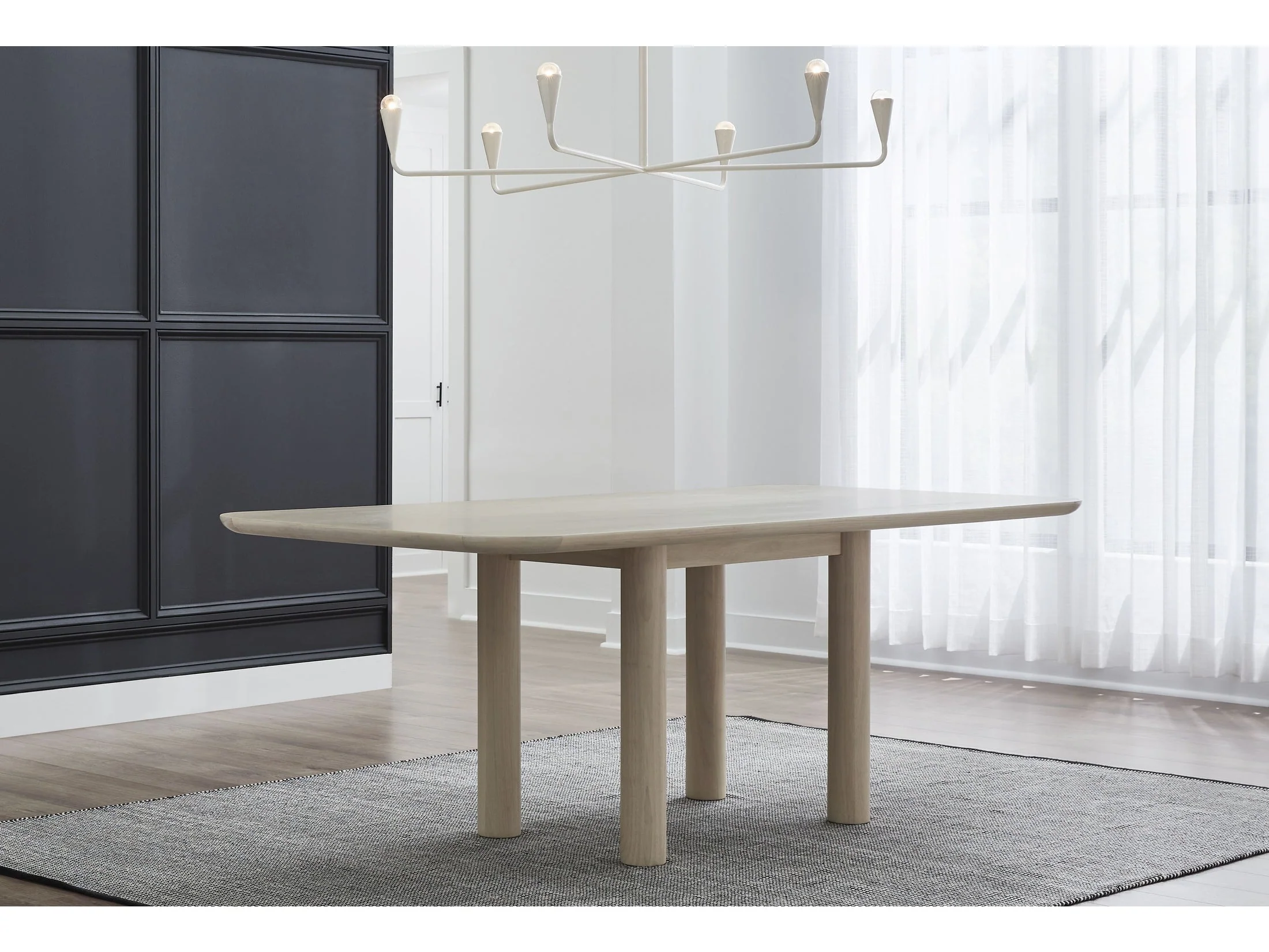 Liv Ash Wood Rectangular Dining Table in White Sand