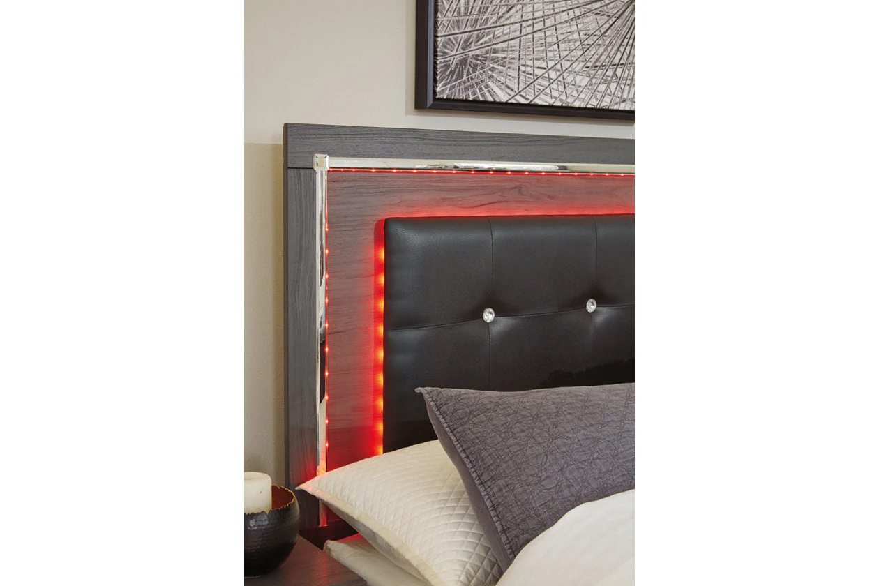 Lodanna Gray Full LED Upholstered Panel Bed - Image 4