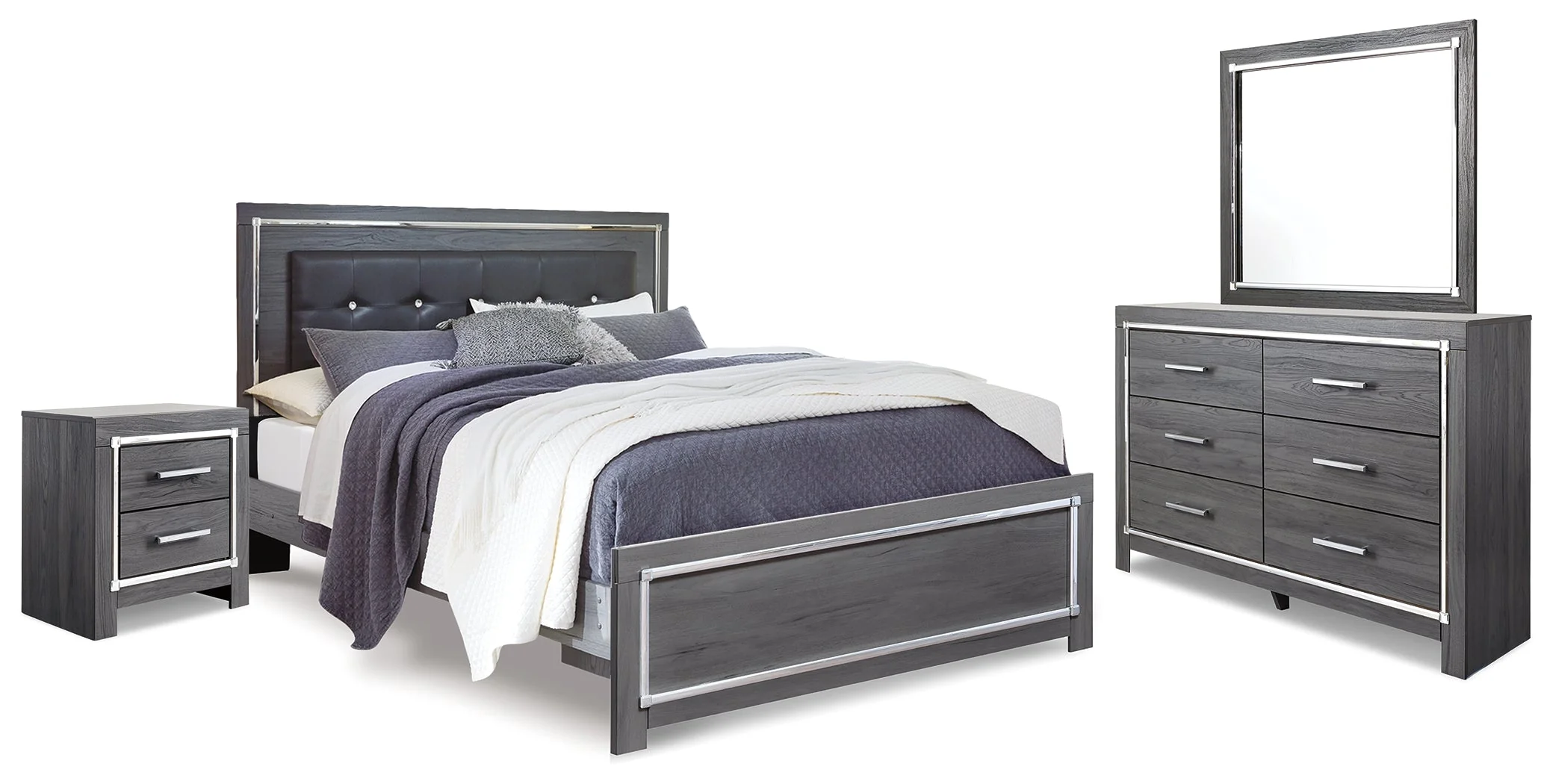 Lodanna Gray LED Upholstered Panel Bedroom Set - Image 17