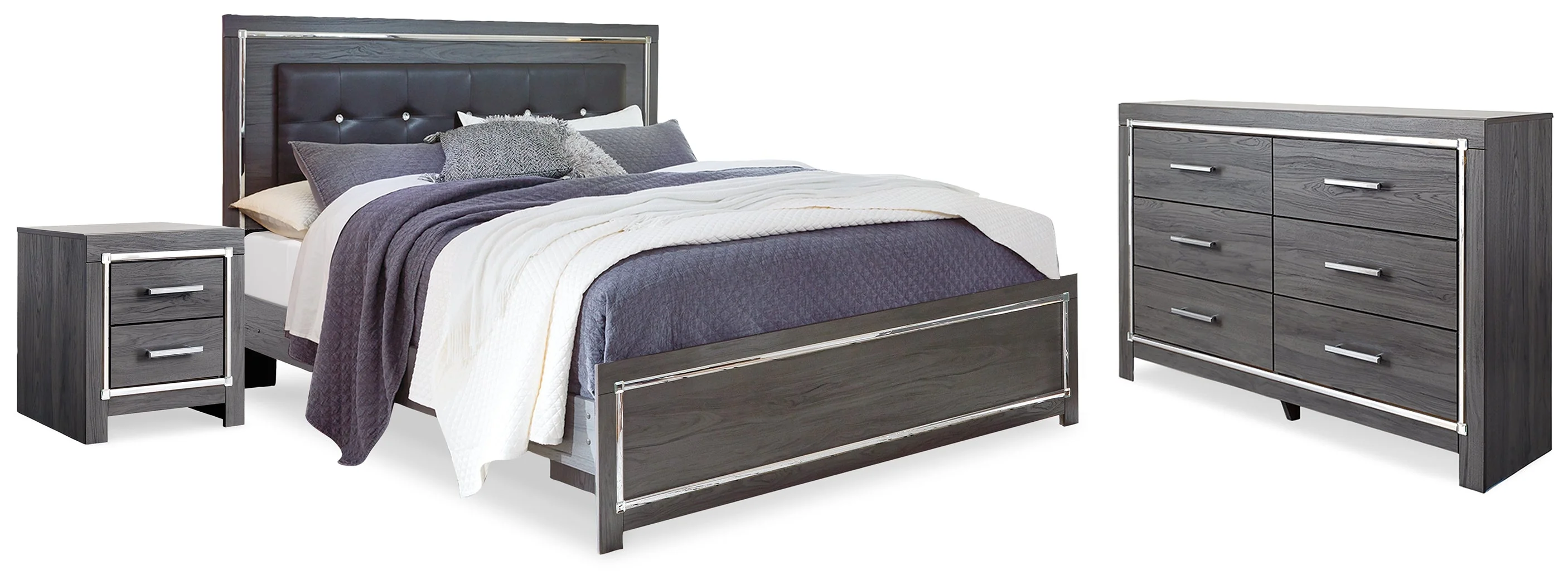 Lodanna Gray LED Upholstered Panel Bedroom Set - Image 23