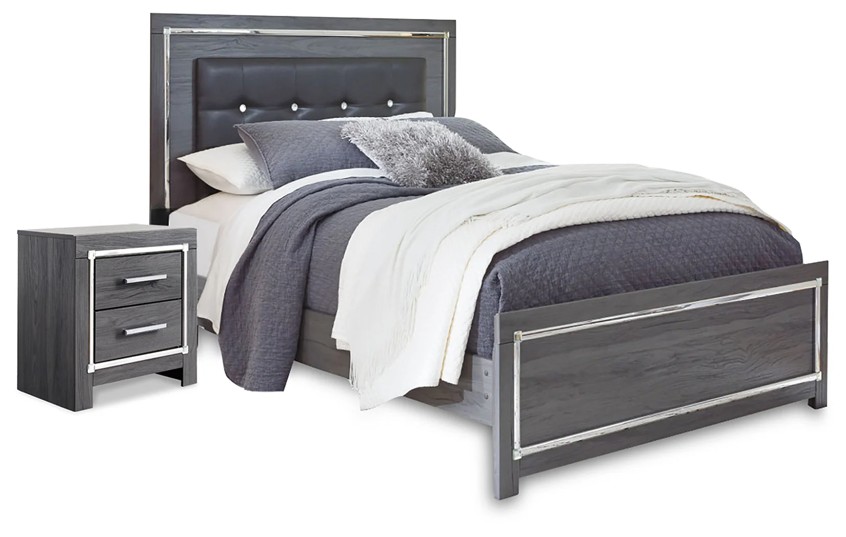 Lodanna Gray LED Upholstered Panel Bedroom Set - Image 42