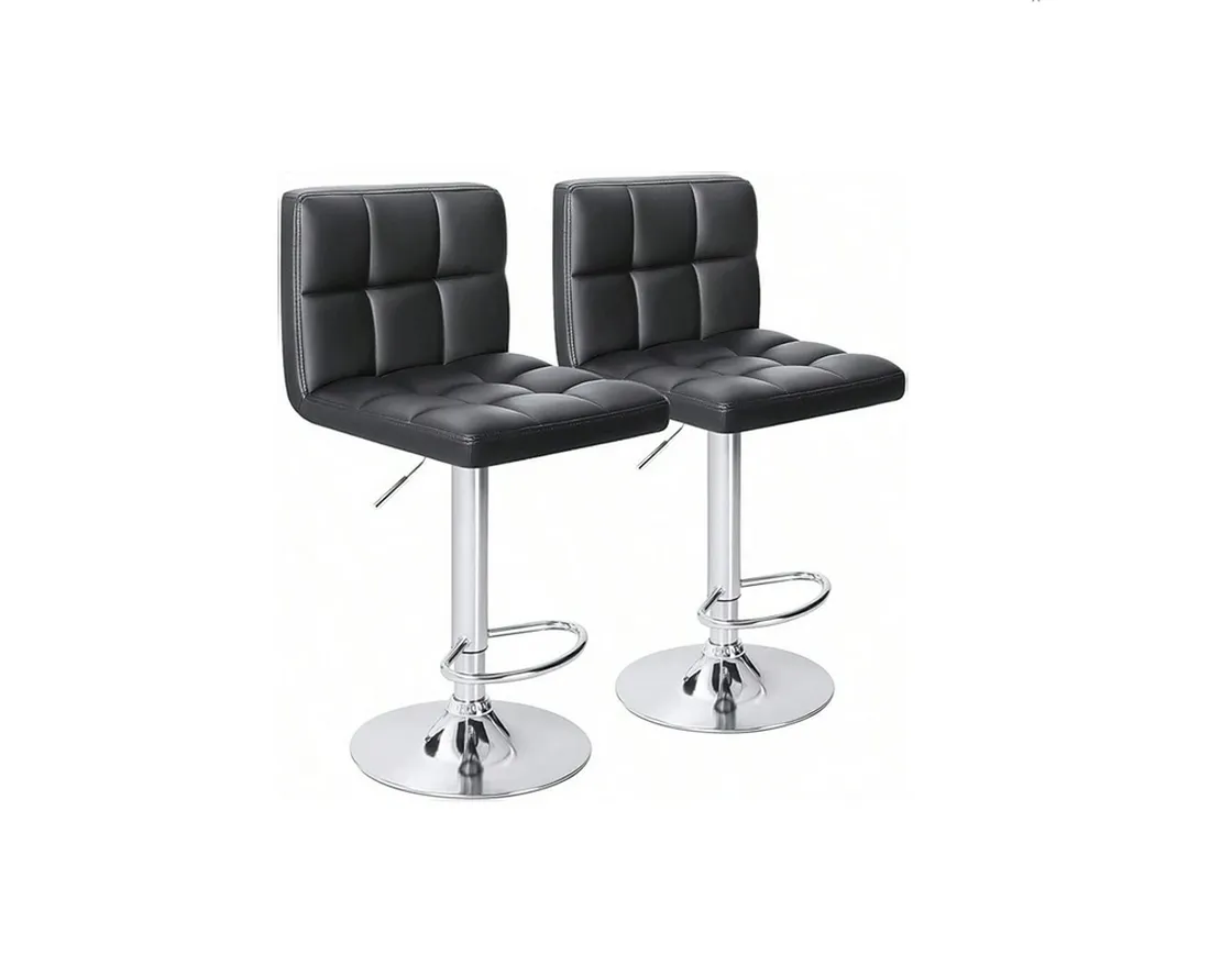 Loftline Black Adjustable Barstool (Set of 2)
