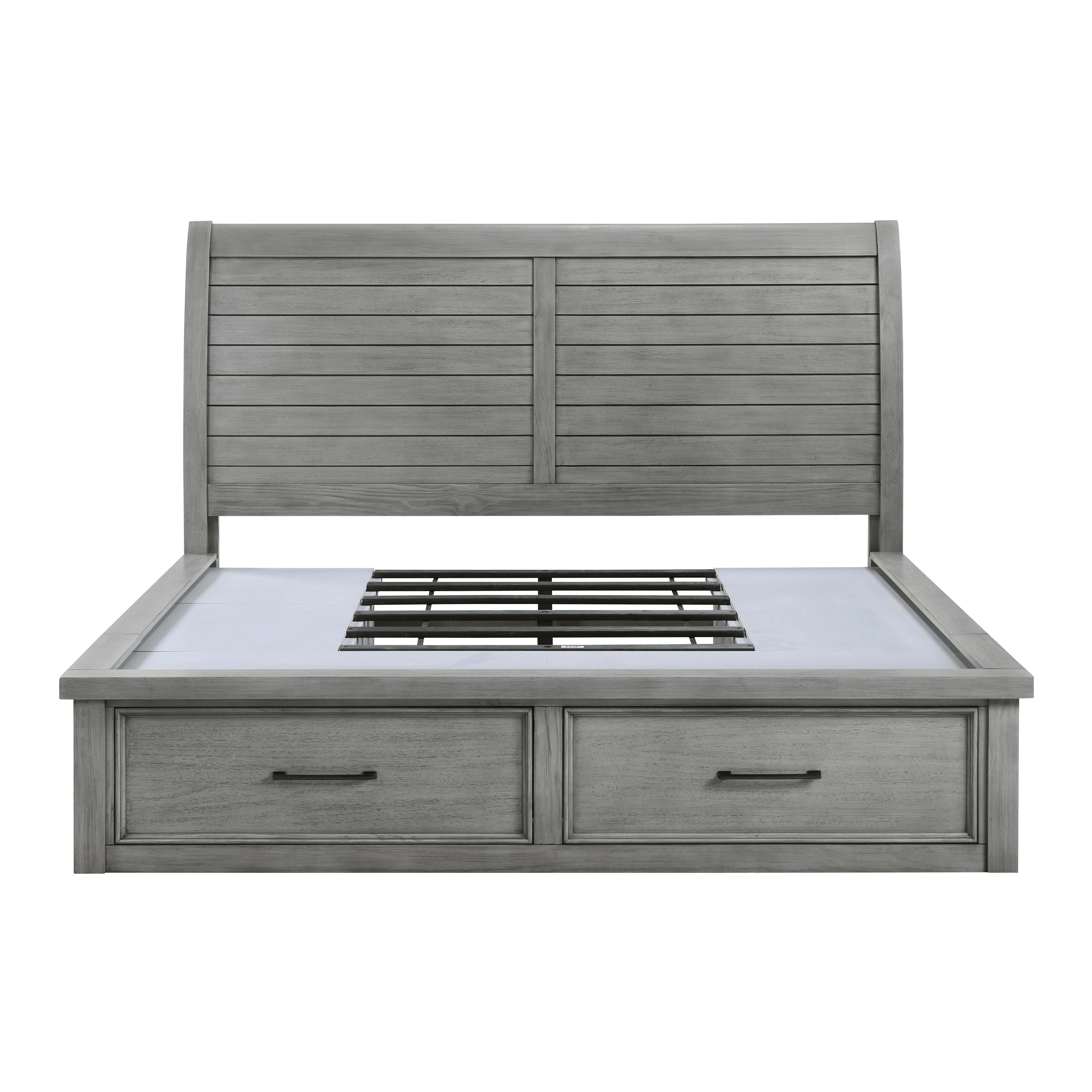 Logandale Antique Gray King Sleigh Storage Platform Bed - Image 2