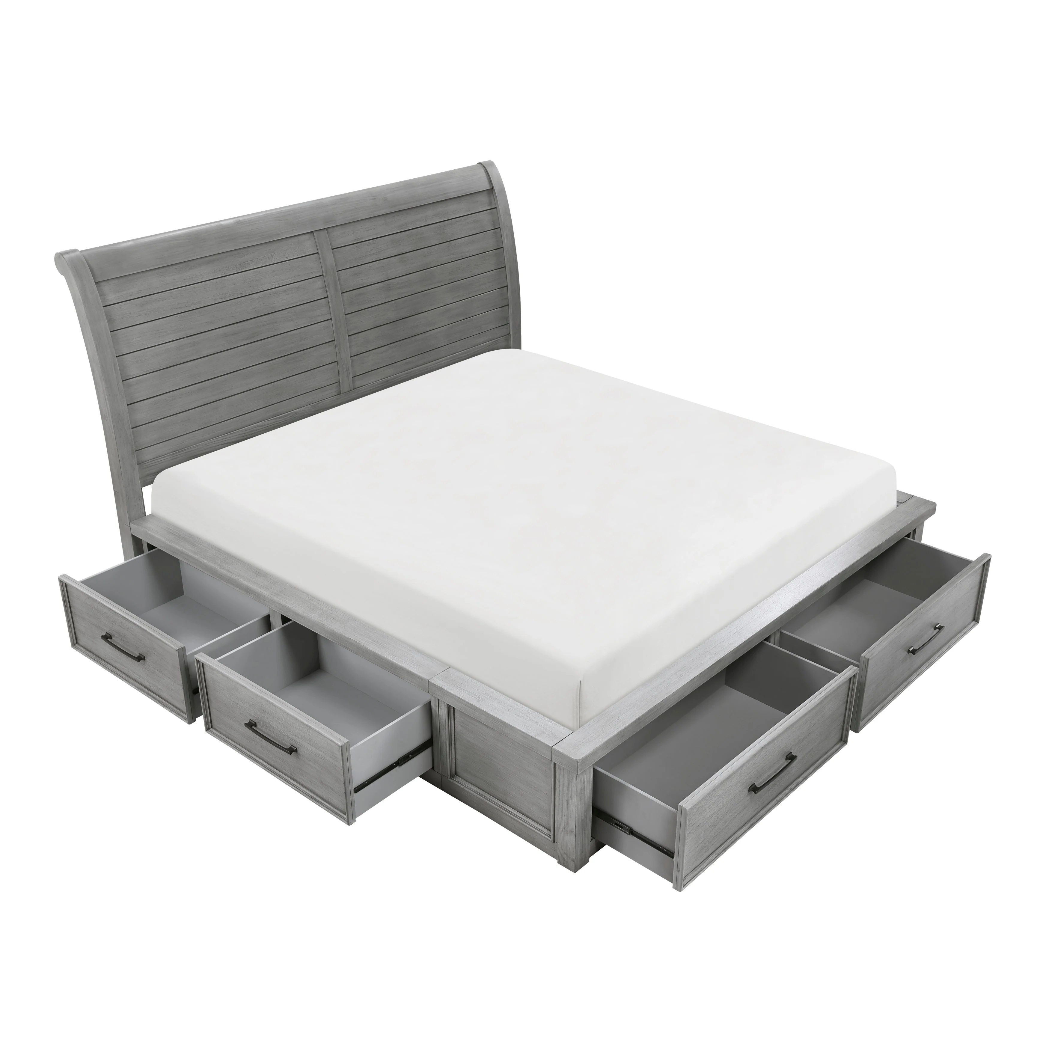 Logandale Antique Gray King Sleigh Storage Platform Bed - Image 8
