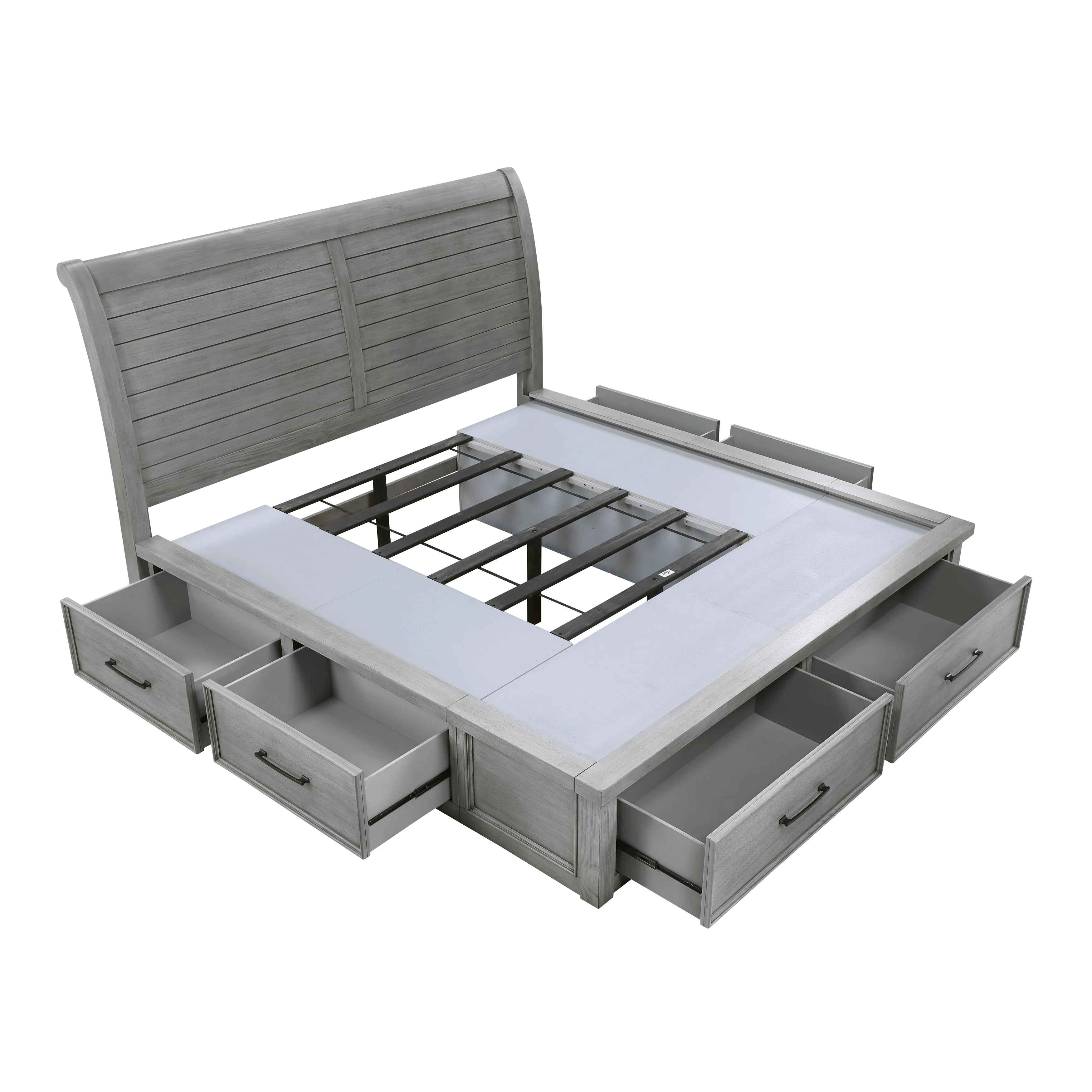 Logandale Antique Gray King Sleigh Storage Platform Bed - Image 9