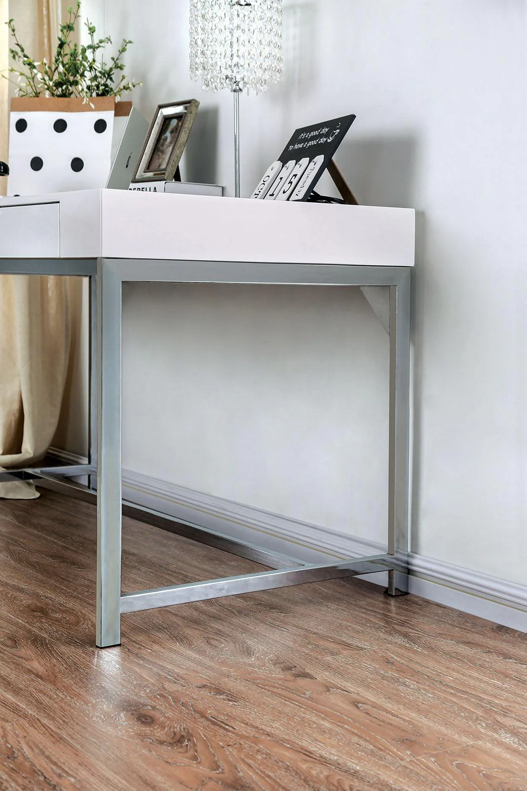 Loke White/Chrome Desk - Image 3
