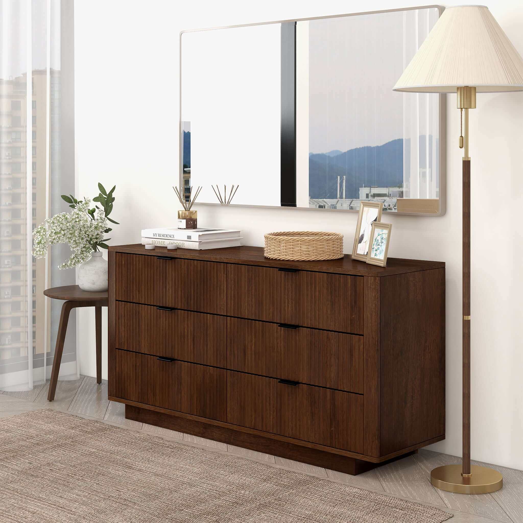 Lola Mid Century Modern Walnut Dresser With 6 Drawers - Image 2