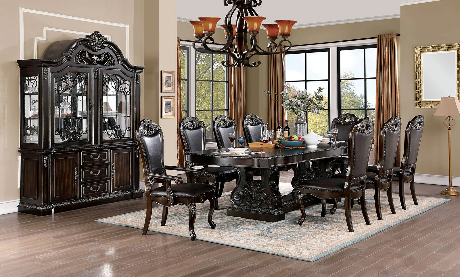 Lombardy Walnut 7 Pc Dining Table Set